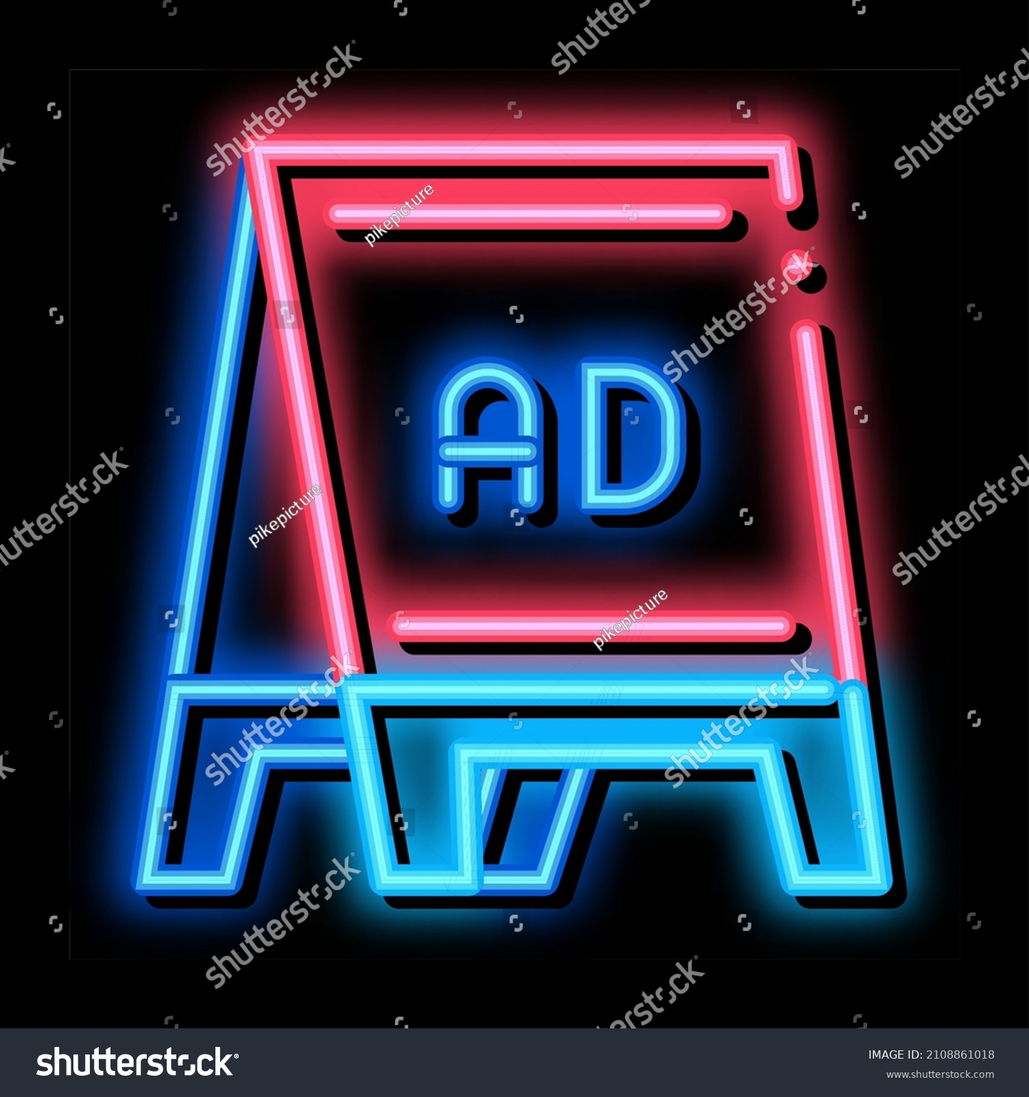 Folding Billboard Neon Light Sign Vector Stock Vector (Royalty Free ...