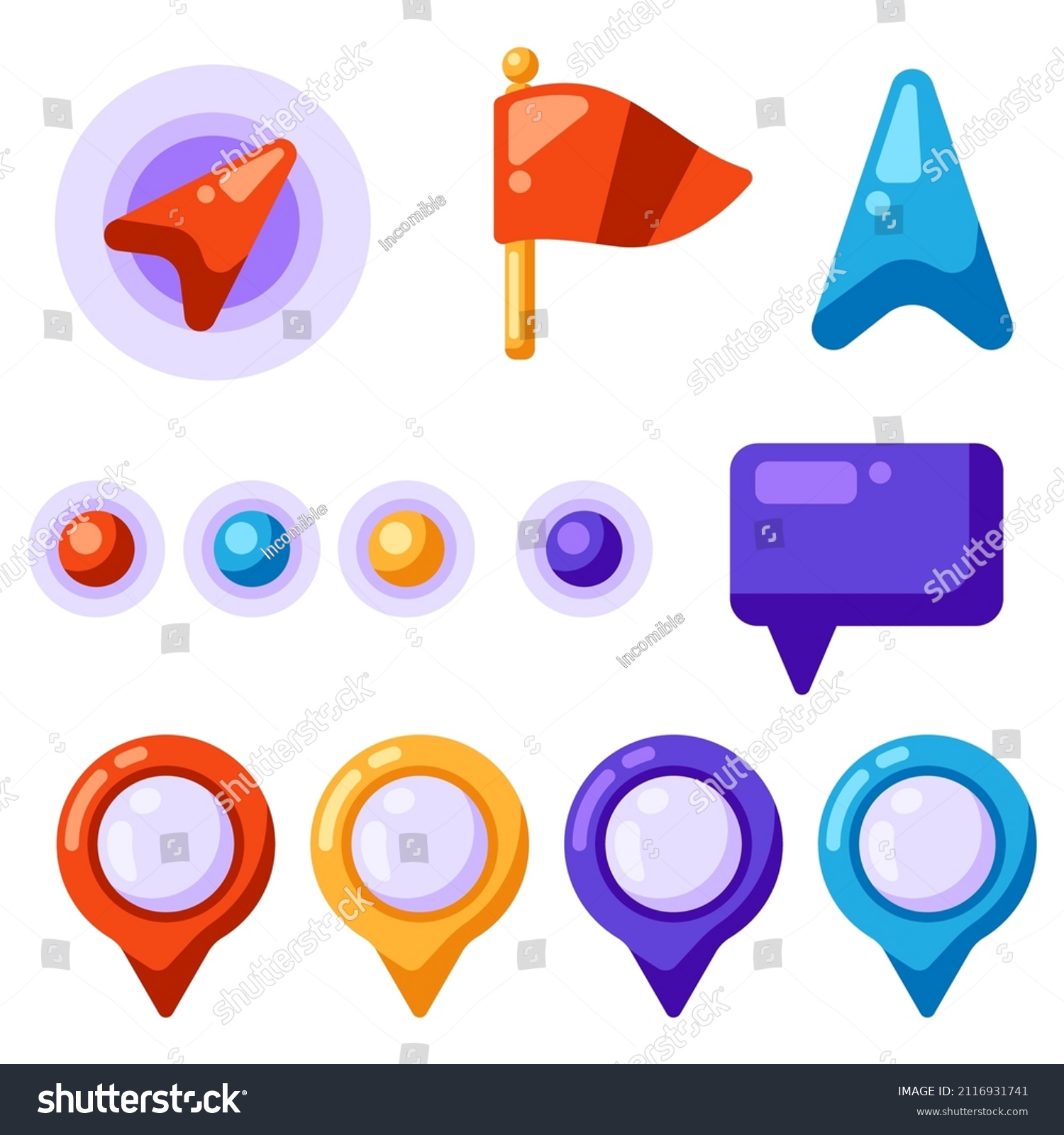 Set Navigation Markers Labels Flags Collection Stock Vector (Royalty