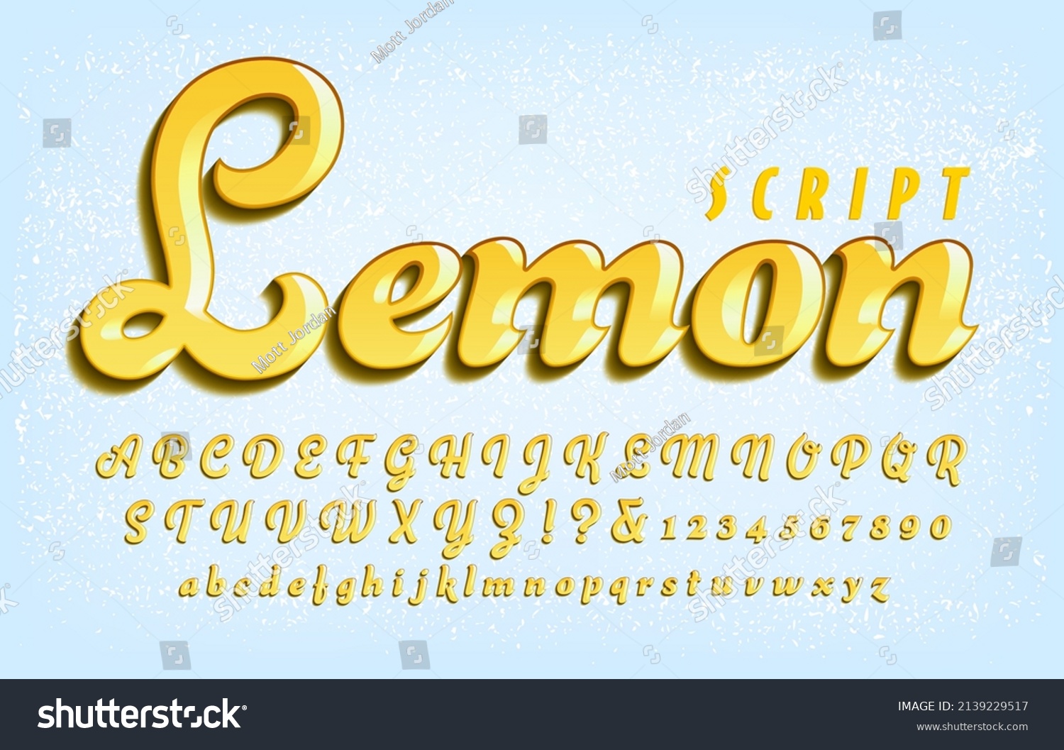 Lemon Script Alphabet Texture Lemon Flavored Stock Vector (Royalty Free
