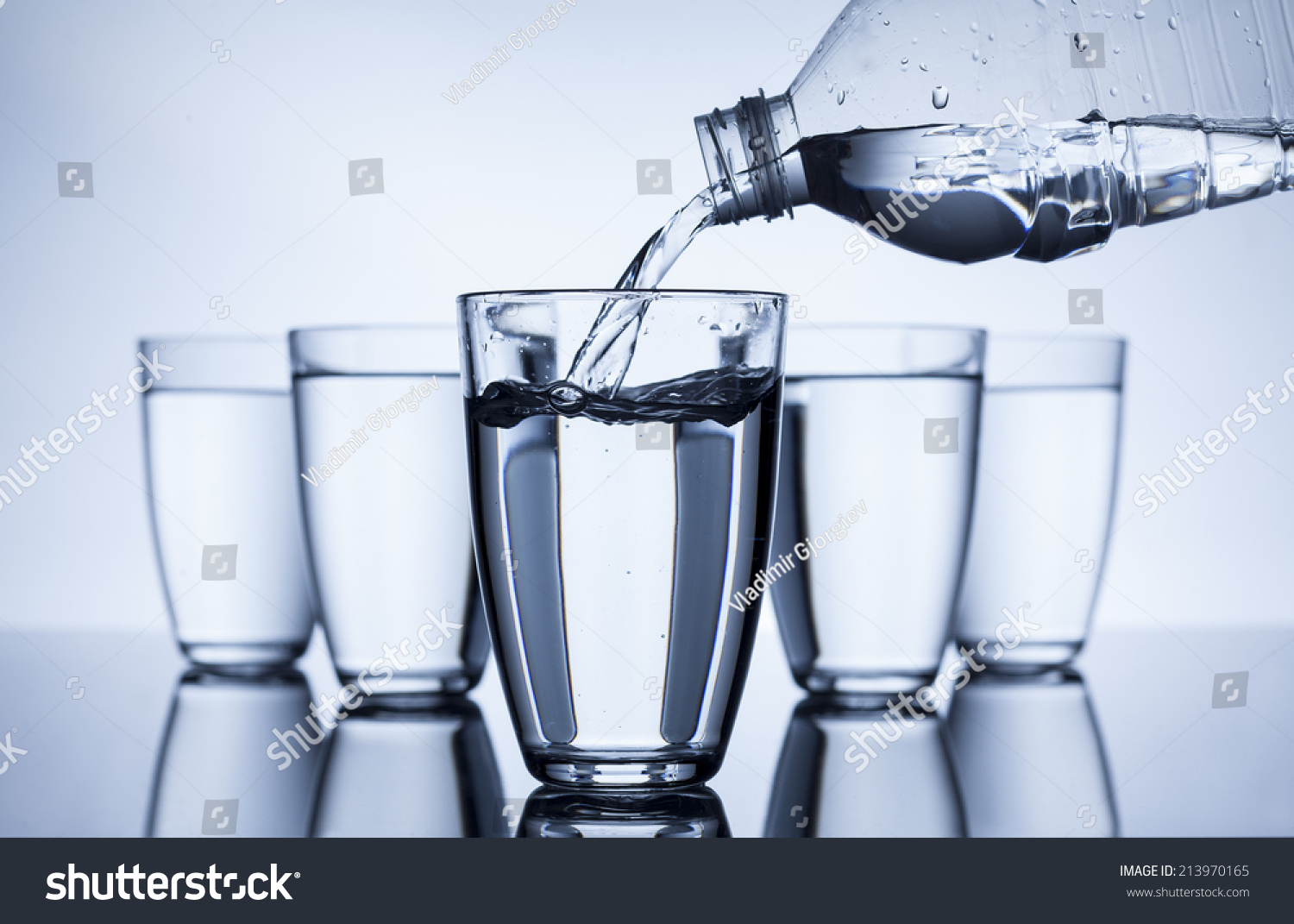 Plastic Bottle That Fill Water Group Stock Photo 213970165