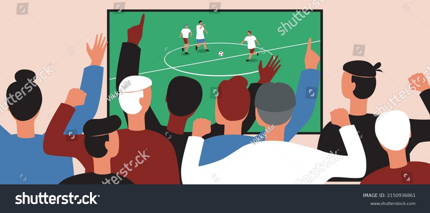 20-friends-watching-football-back-stock-illustrations-images-vectors
