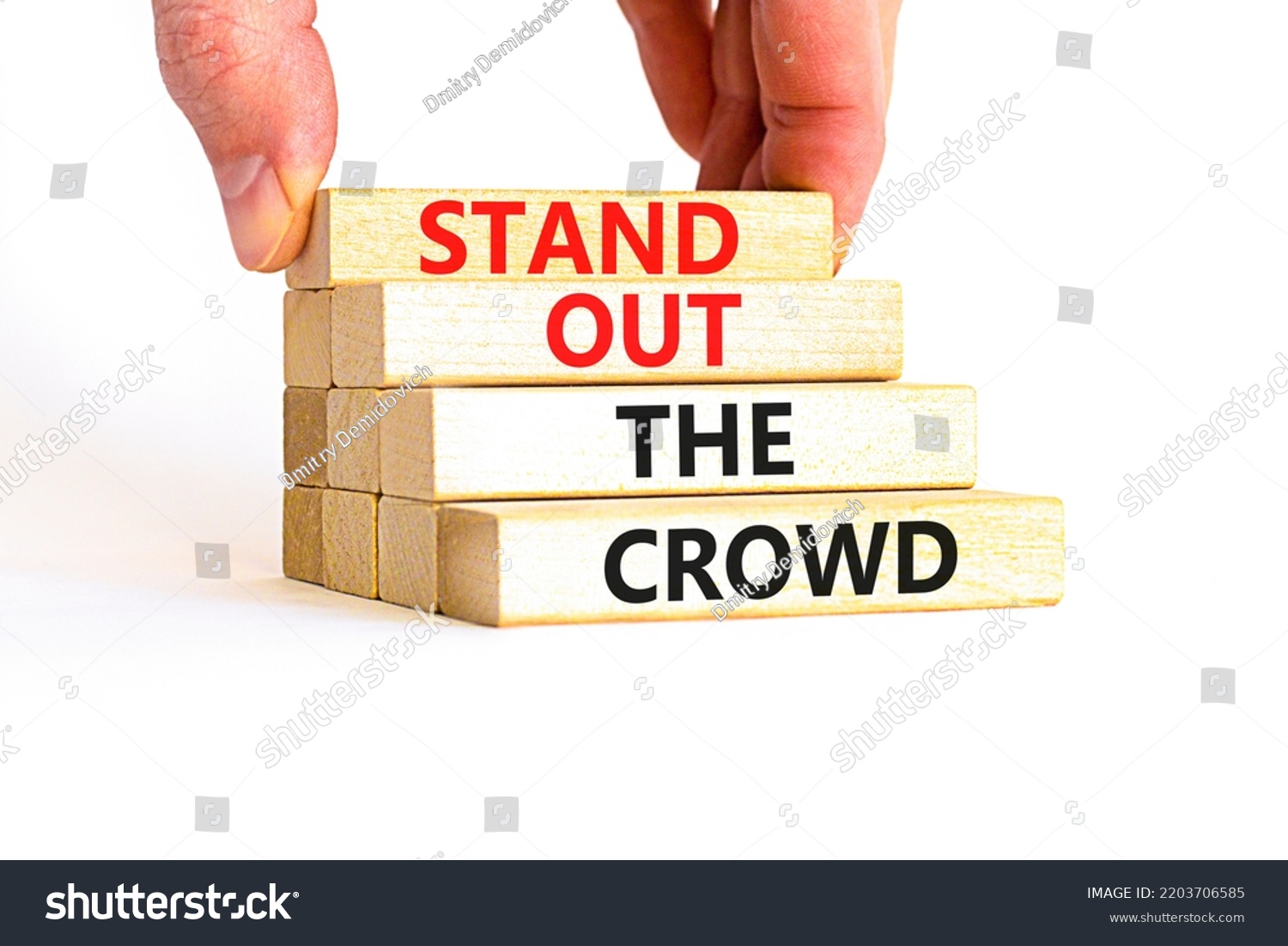 Stand Out Crowd Symbol Concept Words Stock Photo 2203706585 Shutterstock
