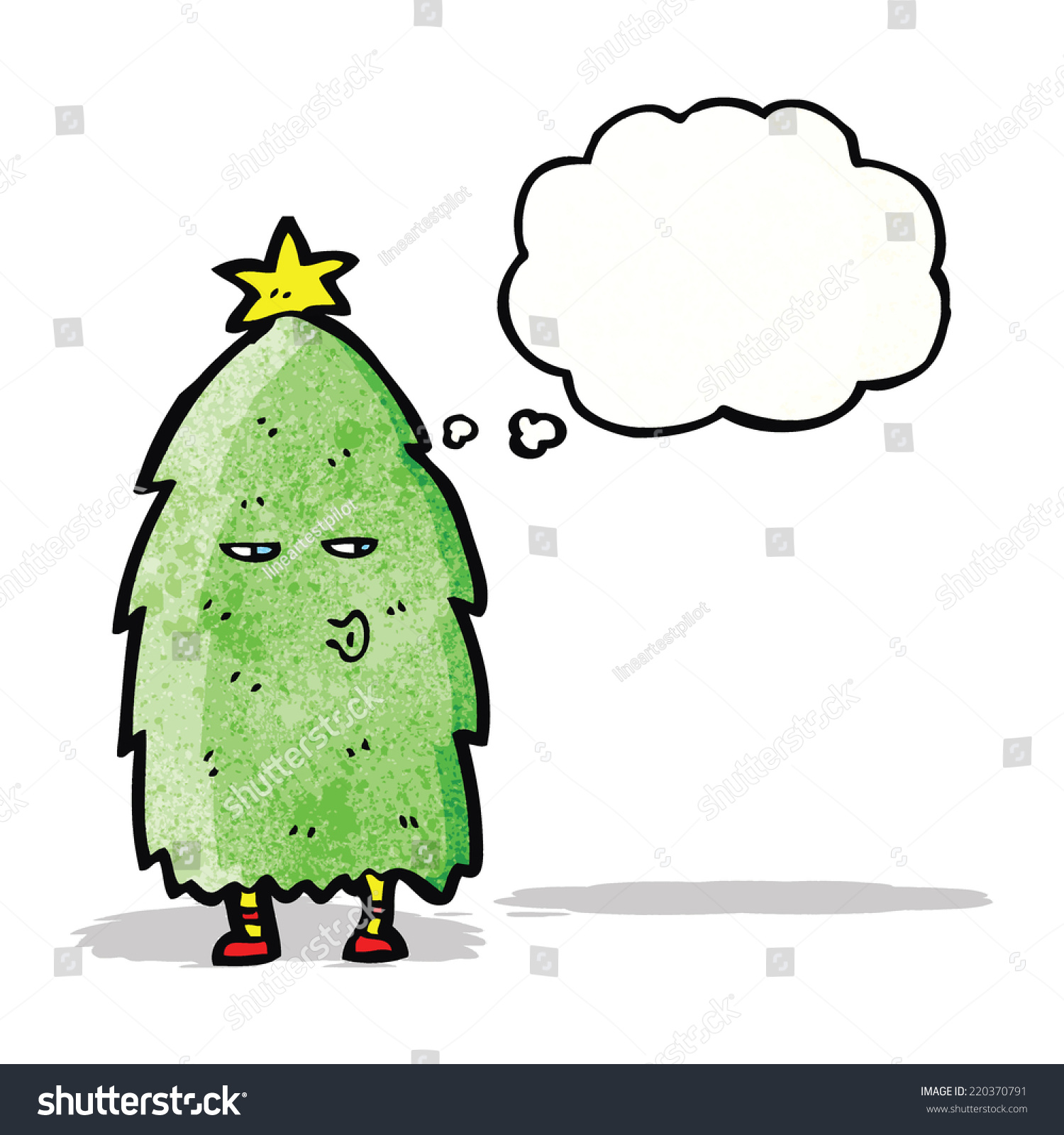 Cartoon Christmas Tree Character Stock Vector (Royalty Free) 220370791 ...