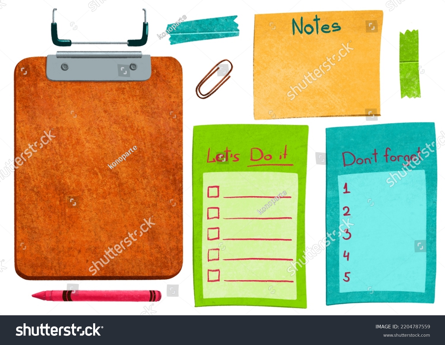 set-clipboard-todo-list-template-reminder-stock-illustration-2204787559
