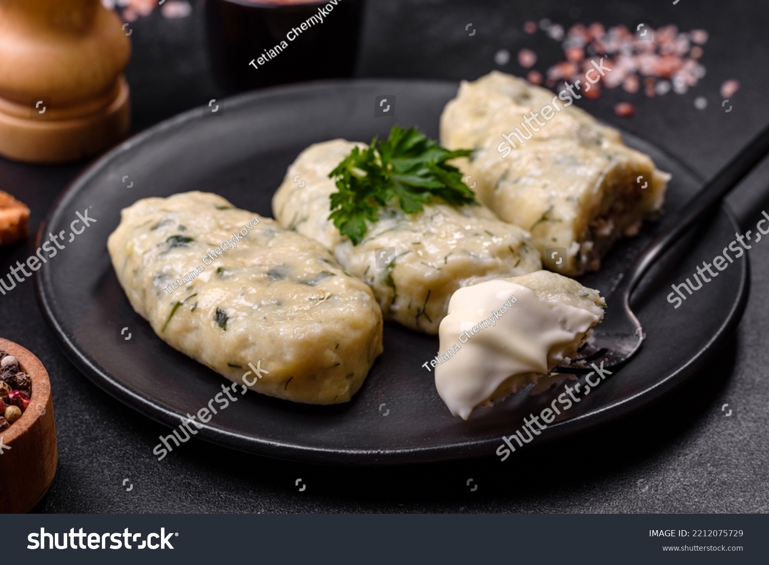 Traditional Lithuanian Dish Zeppelin Boiled Potato Stock Photo
