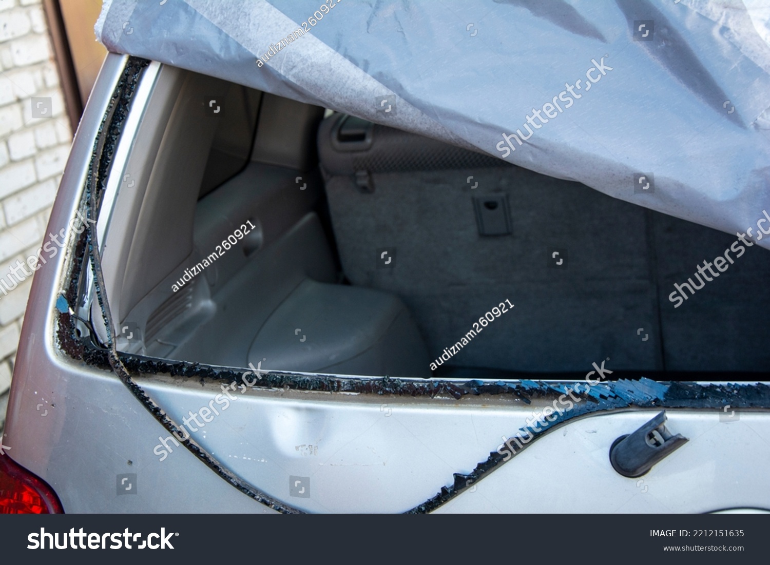 Broken Rear Window Car Remains Car Stock Photo 2212151635 Shutterstock