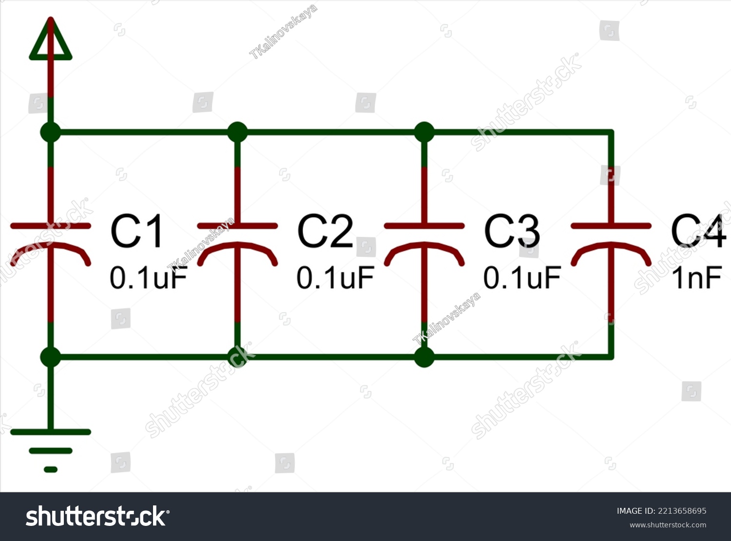 Electrical Circuit Capacitor Gnd Electrical Schematic Stock Illustration 2213658695 Shutterstock