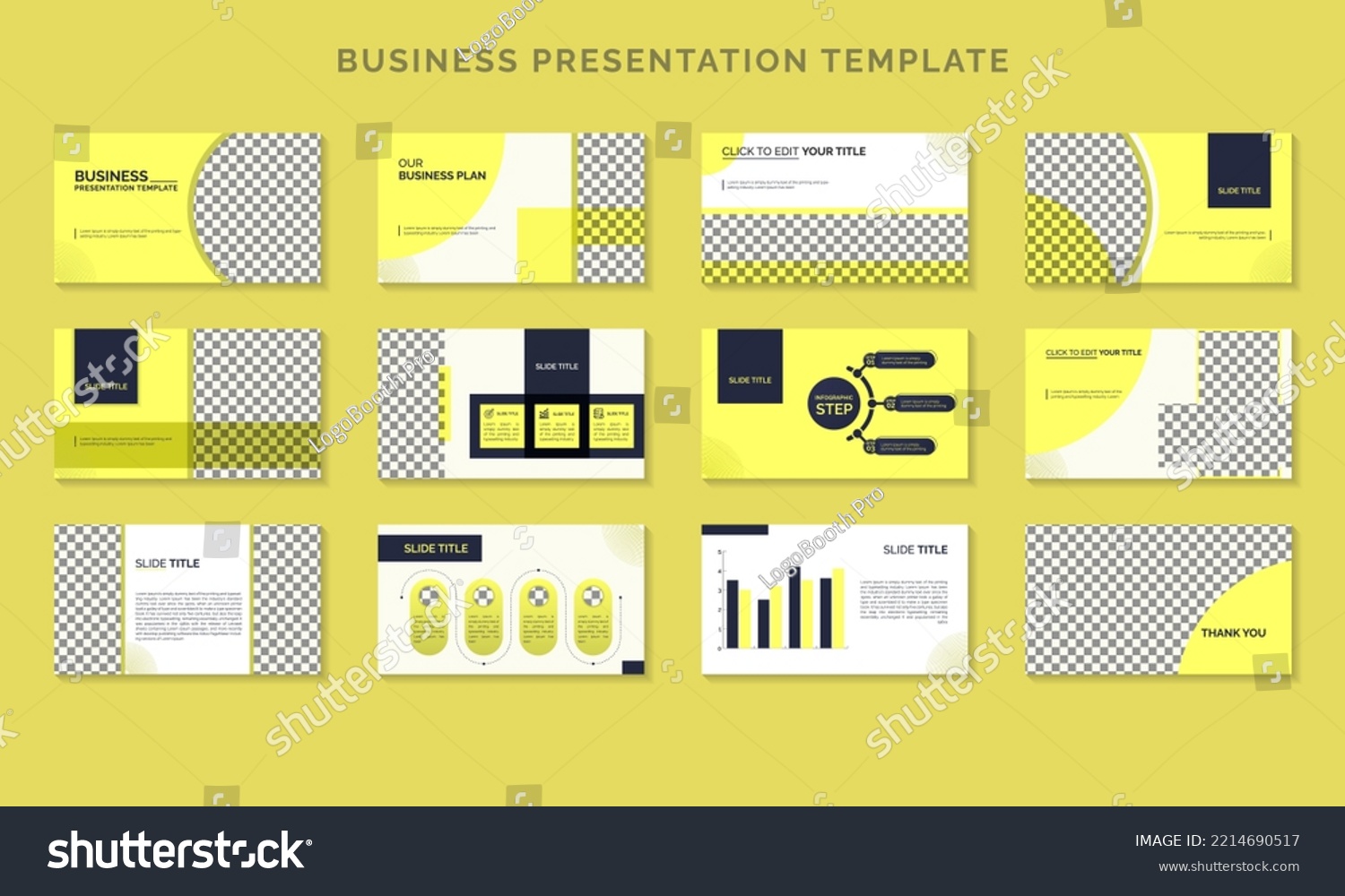 Clean Minimal Business Presentation Template Design Stock Vector ...