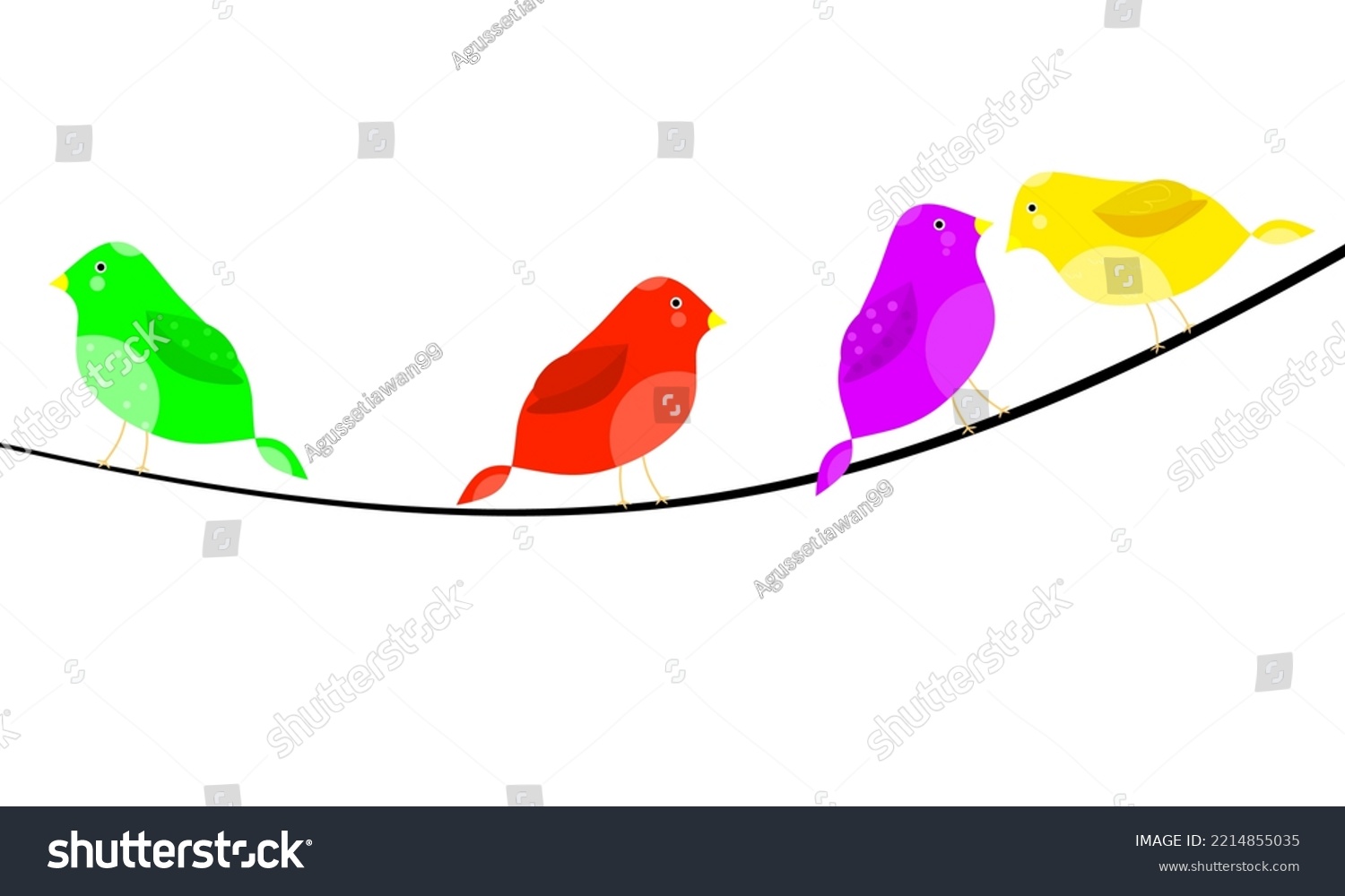 Vector Illustration Cute Colorful Bird Sitting Stock Vector (Royalty ...