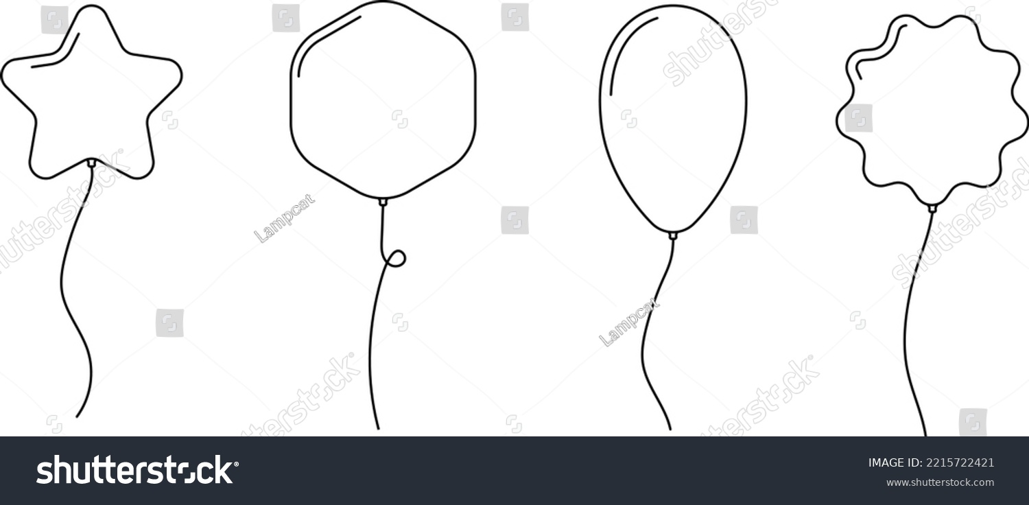 Balloon Outline Icons Balloon String Line Stock Vector (Royalty Free) 2215722421 Shutterstock