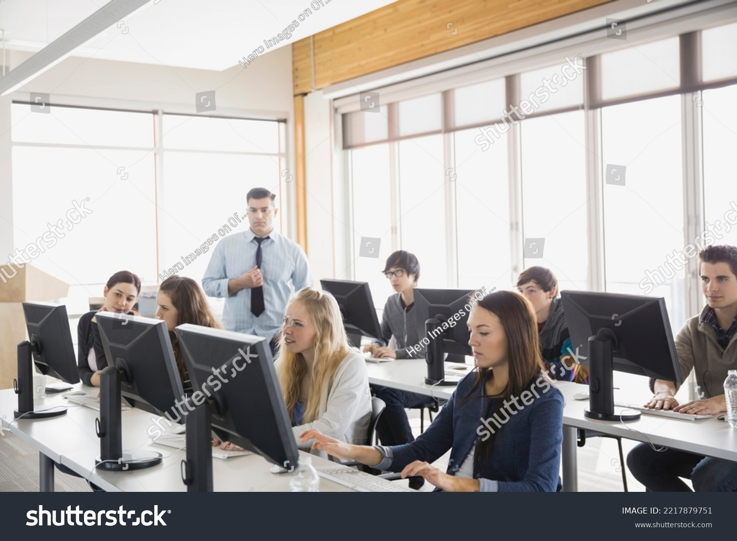High School Students Teacher Computer Lab Stock Photo 2217879751 ...