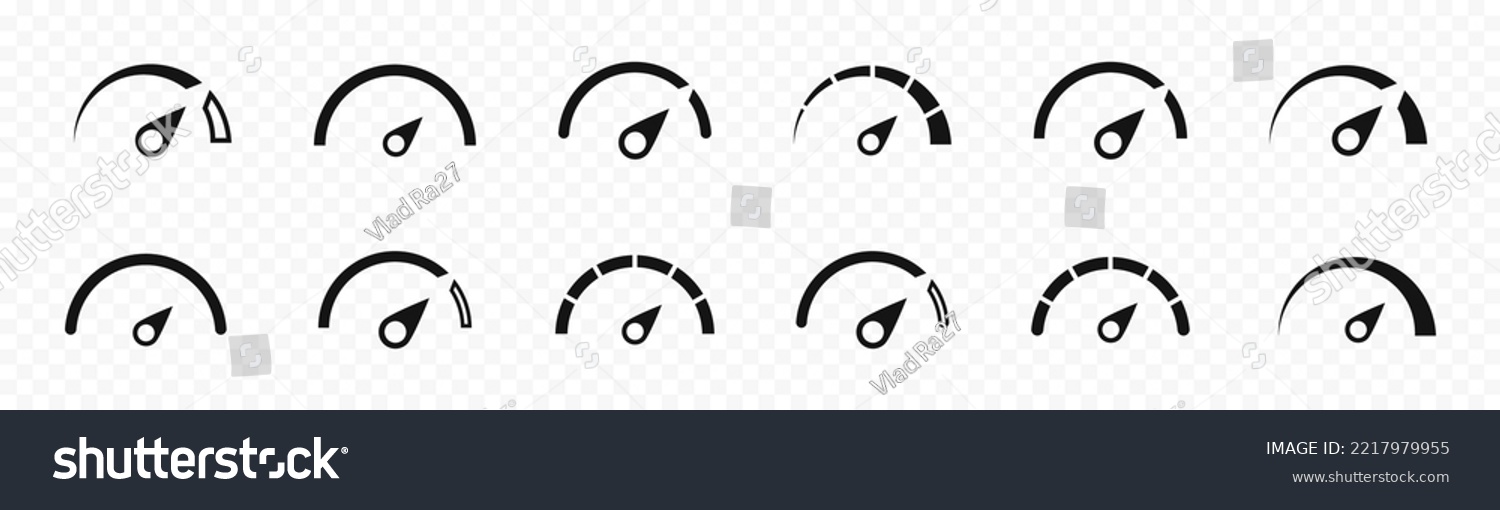 Speedometer Vector Icon Isolated Speedometer Symbols Stock Vector