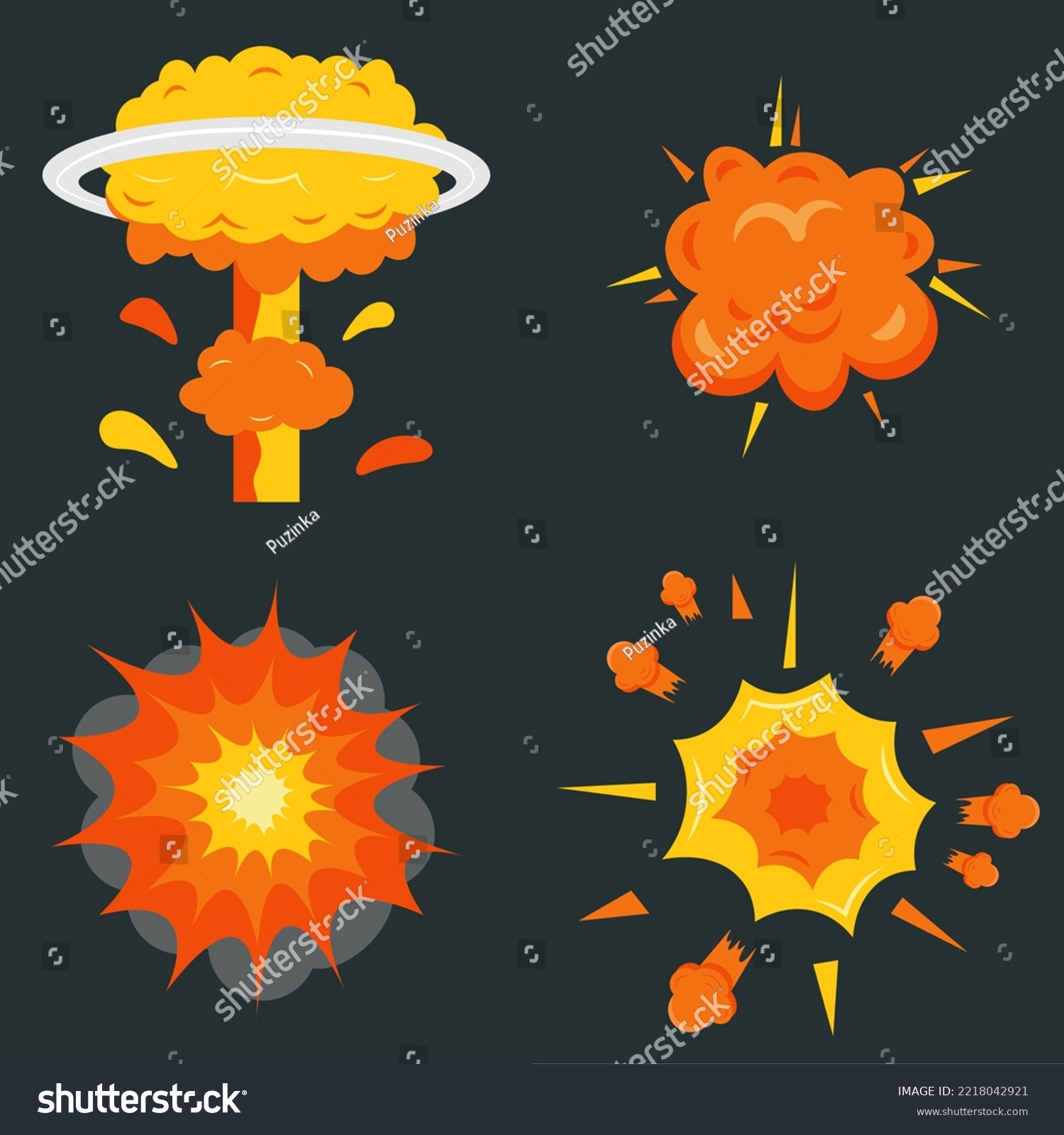 Set Dynamite Bomb Explosion Fire Boom Stock Vector (Royalty Free