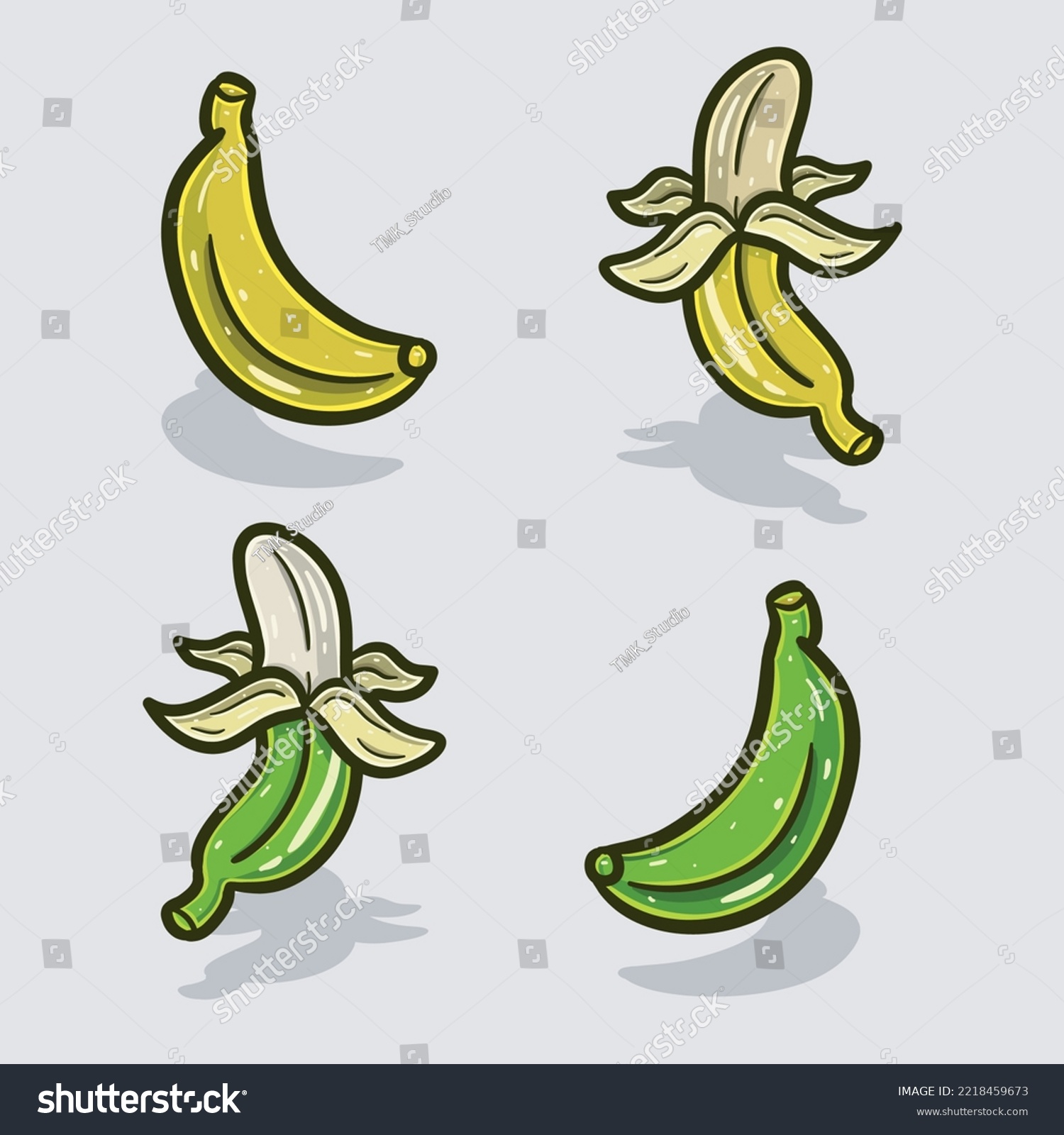 Banana Cartoon Two Color Different Simple Stock Vector (Royalty Free