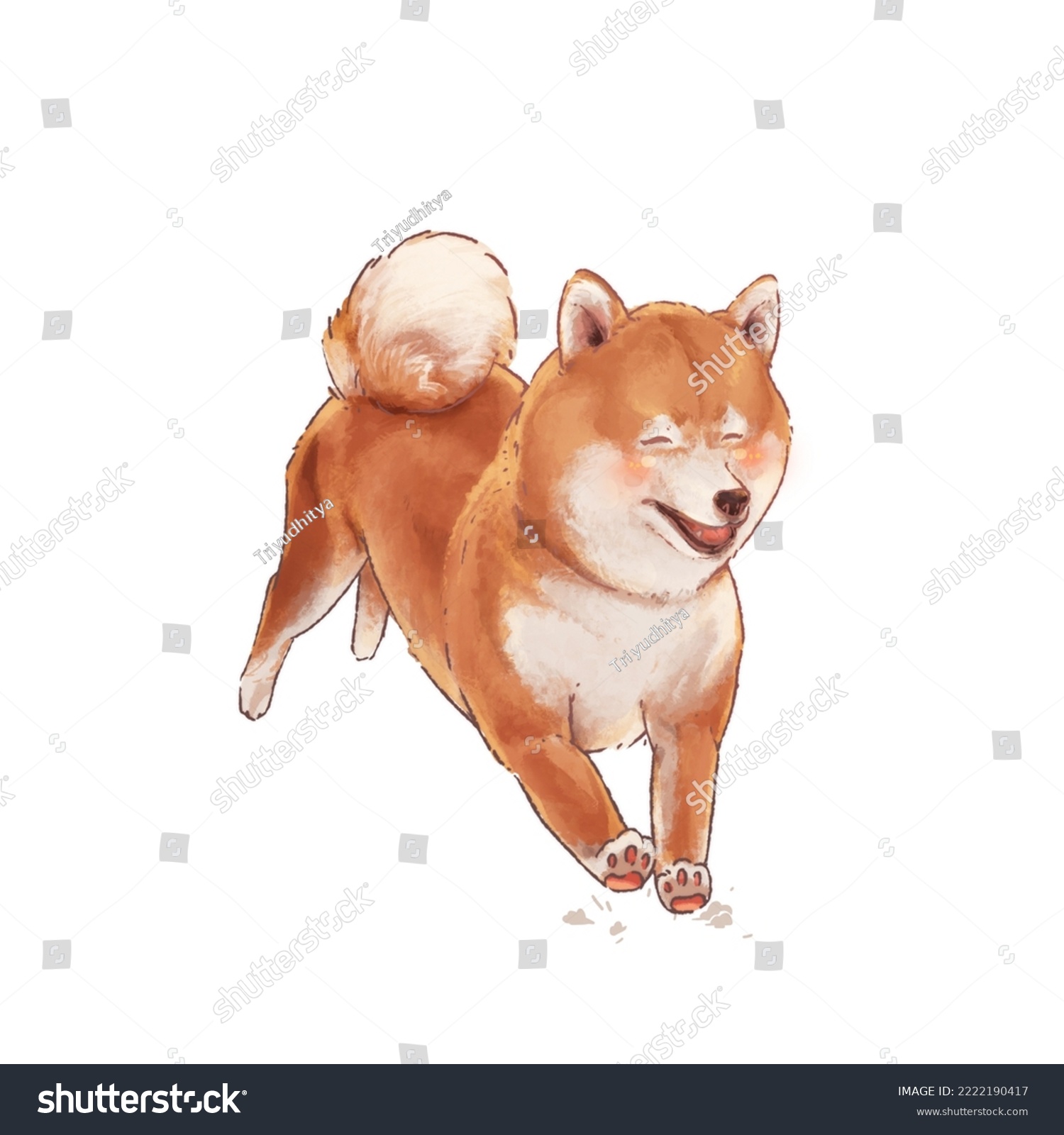 つ、よ、様ヘひたむきな犬のイラストデザイン つ、よ、様ヘひたむきな犬のイラストデザイン