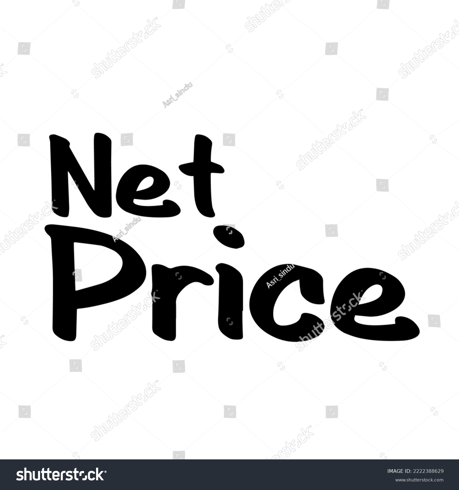 Net Price Handwritten Lettering Script Written Stock Vector (Royalty