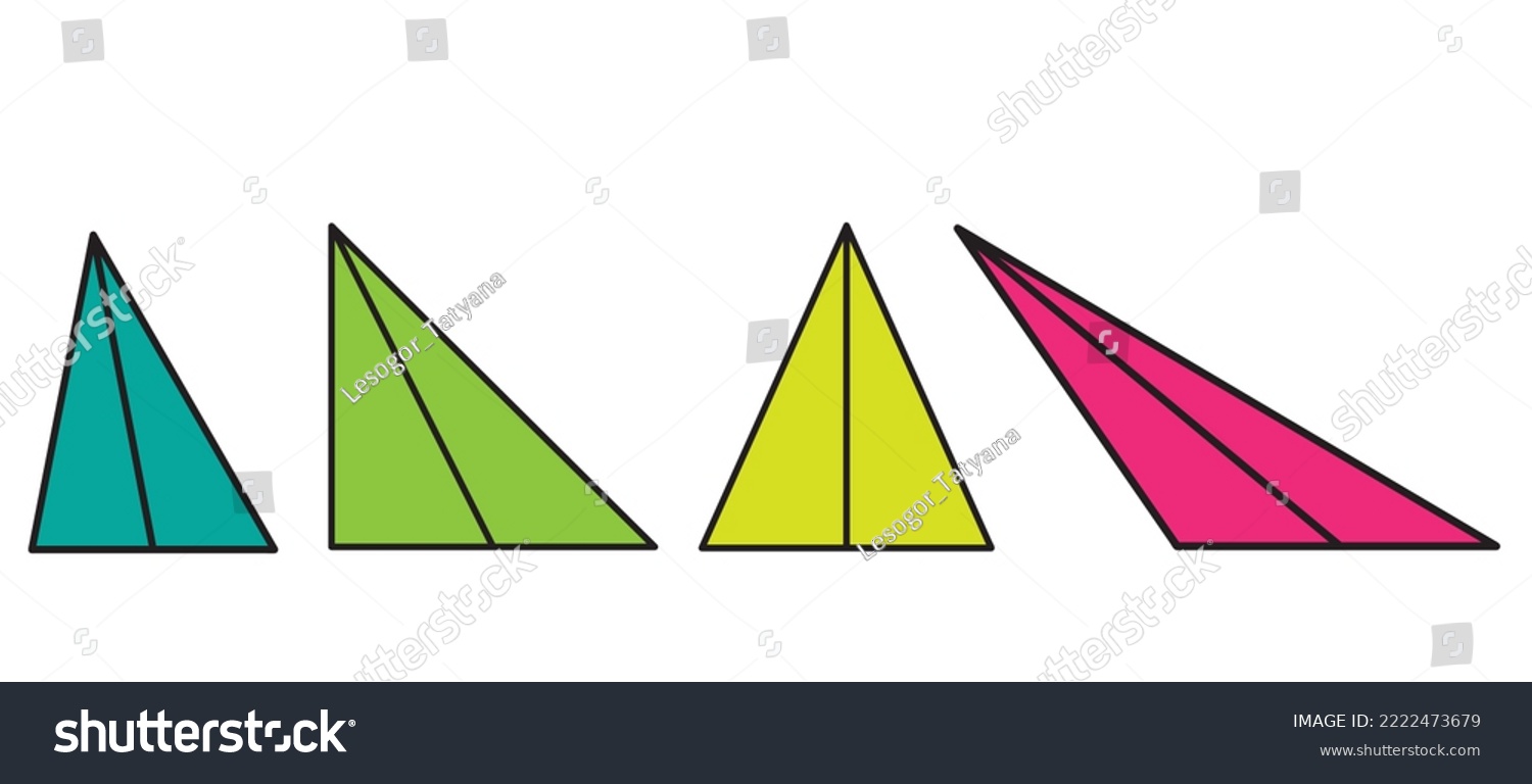 Set Multicolored Triangles Median Drawn Base Stock Vector (Royalty Free