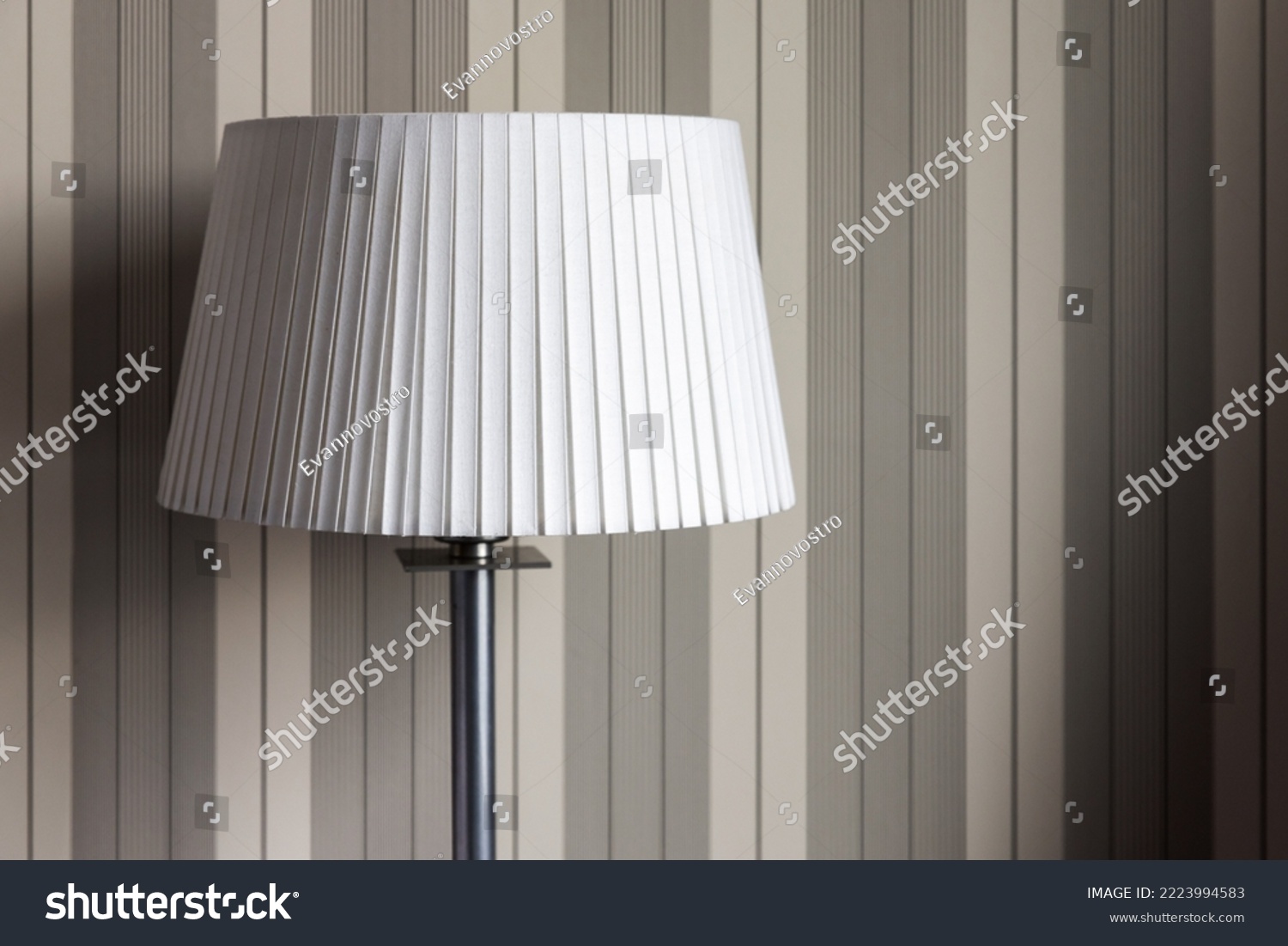 Floor Lamp White Round Lampshade Stands Stock Photo 2223994583