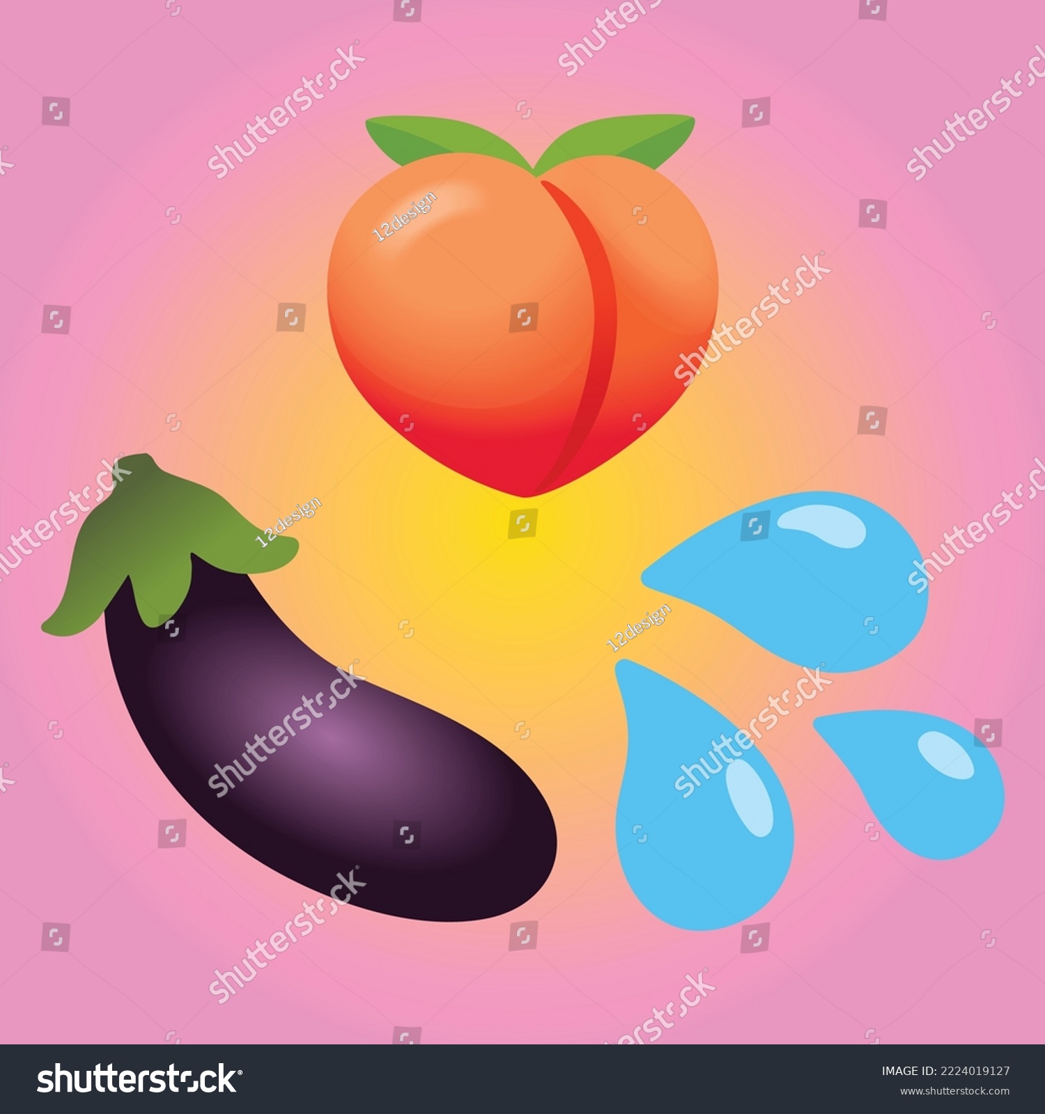 Eggplant and peach emoji Stock Vector