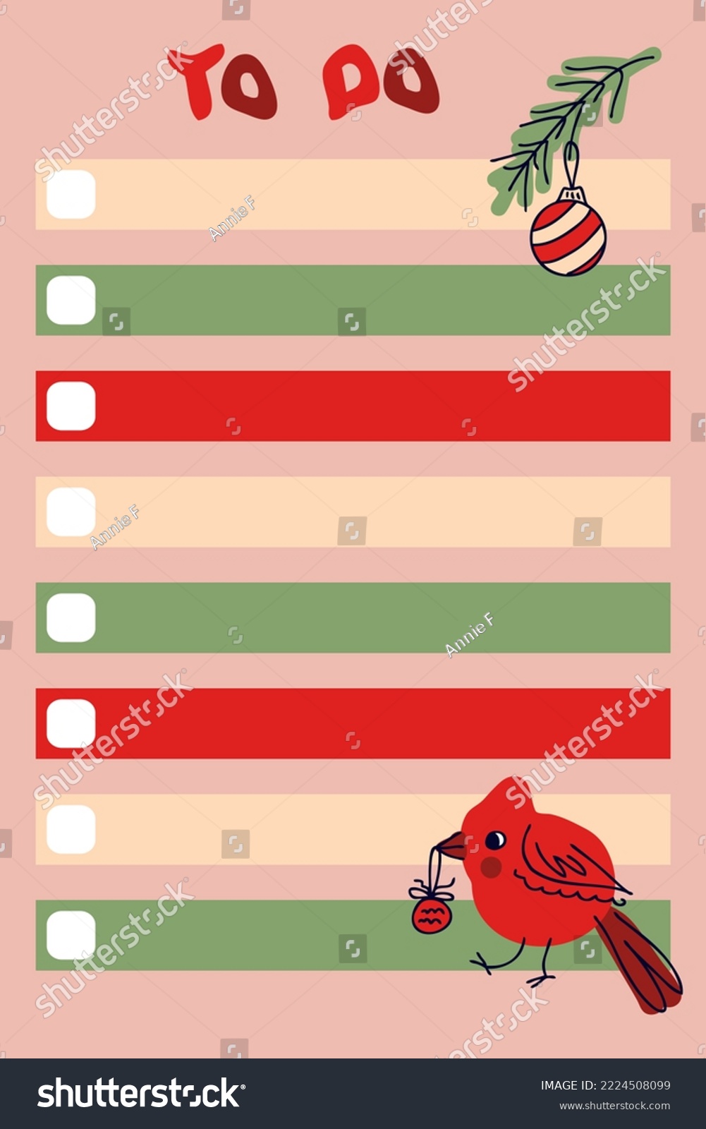 todo-list-template-red-cardinal-bird-stock-vector-royalty-free