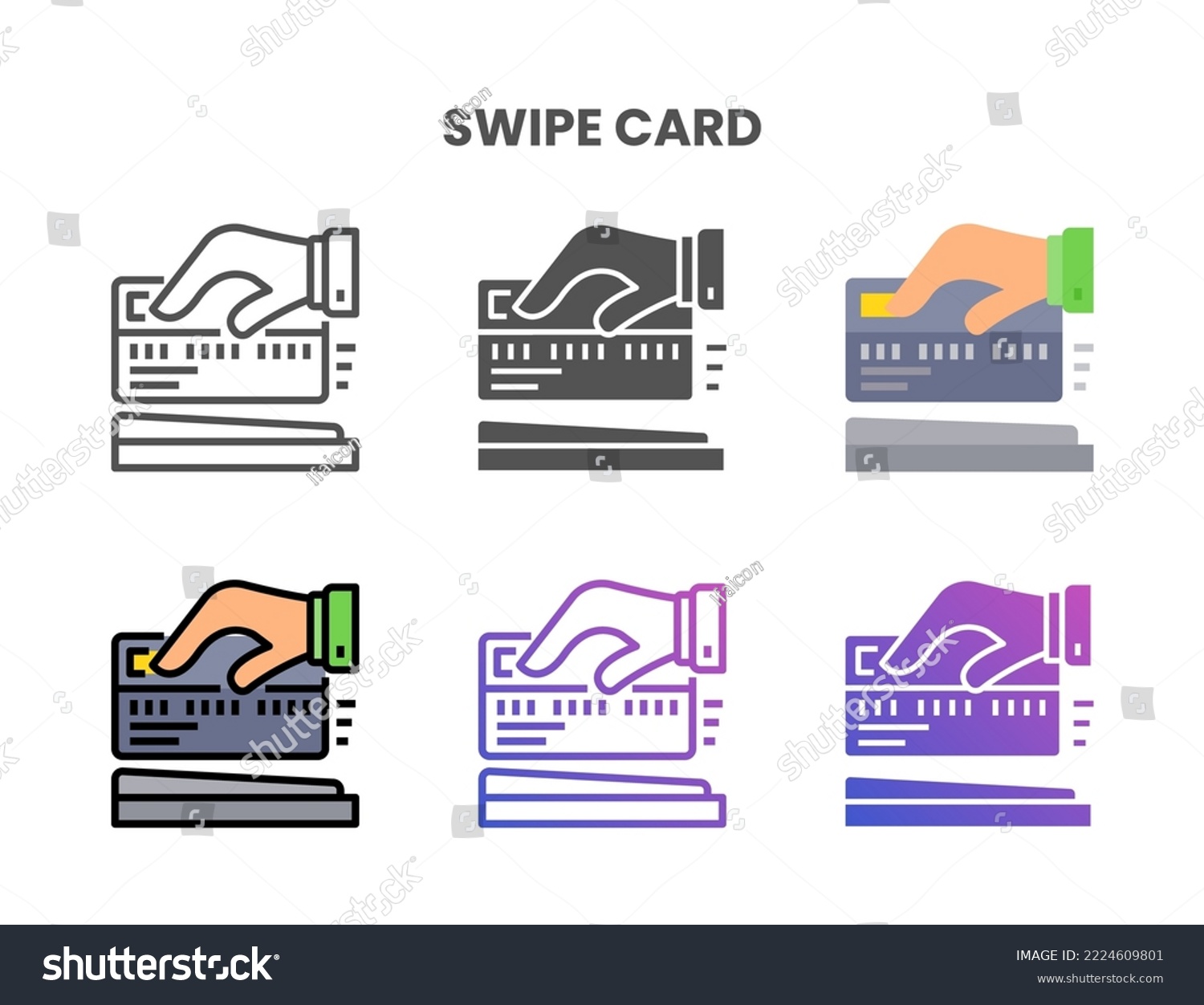 Credit Card Swipe Card Icon Set Stock Vector (Royalty Free) 2224609801 ...