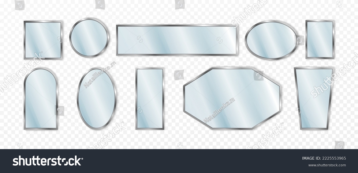 Mirror Frames Reflect Texture Isolated Oval Stock Vector (Royalty Free