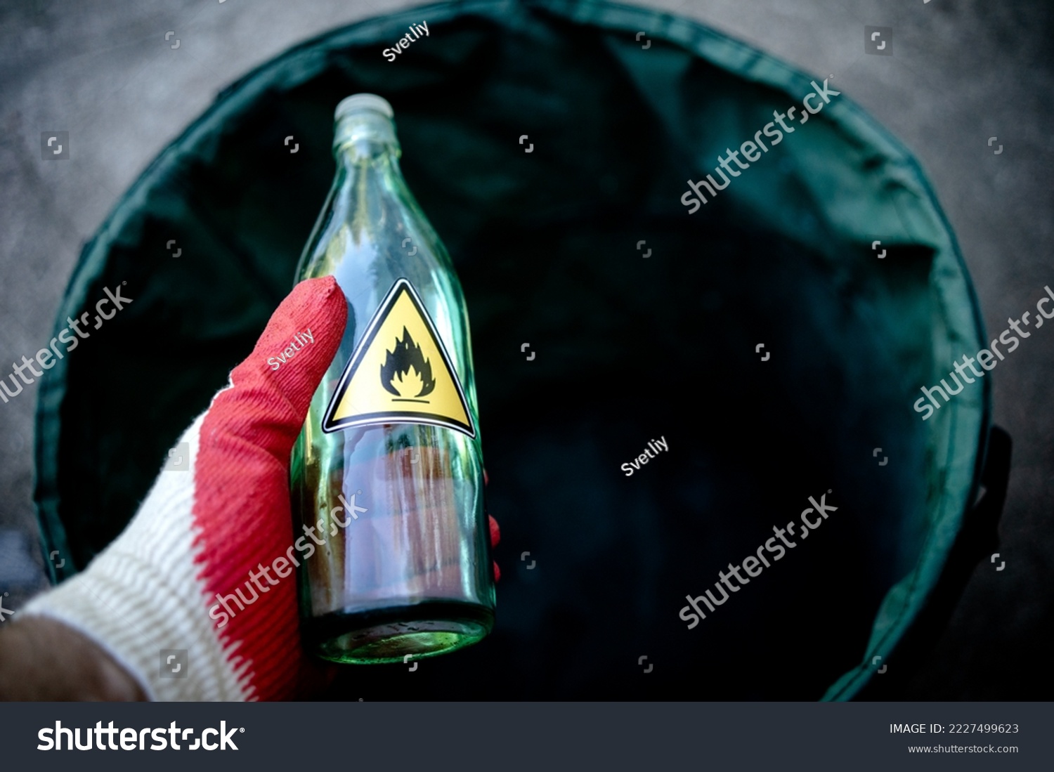 Hand Molotov Cocktail Disposal Flammable Liquids Stock Photo 2227499623