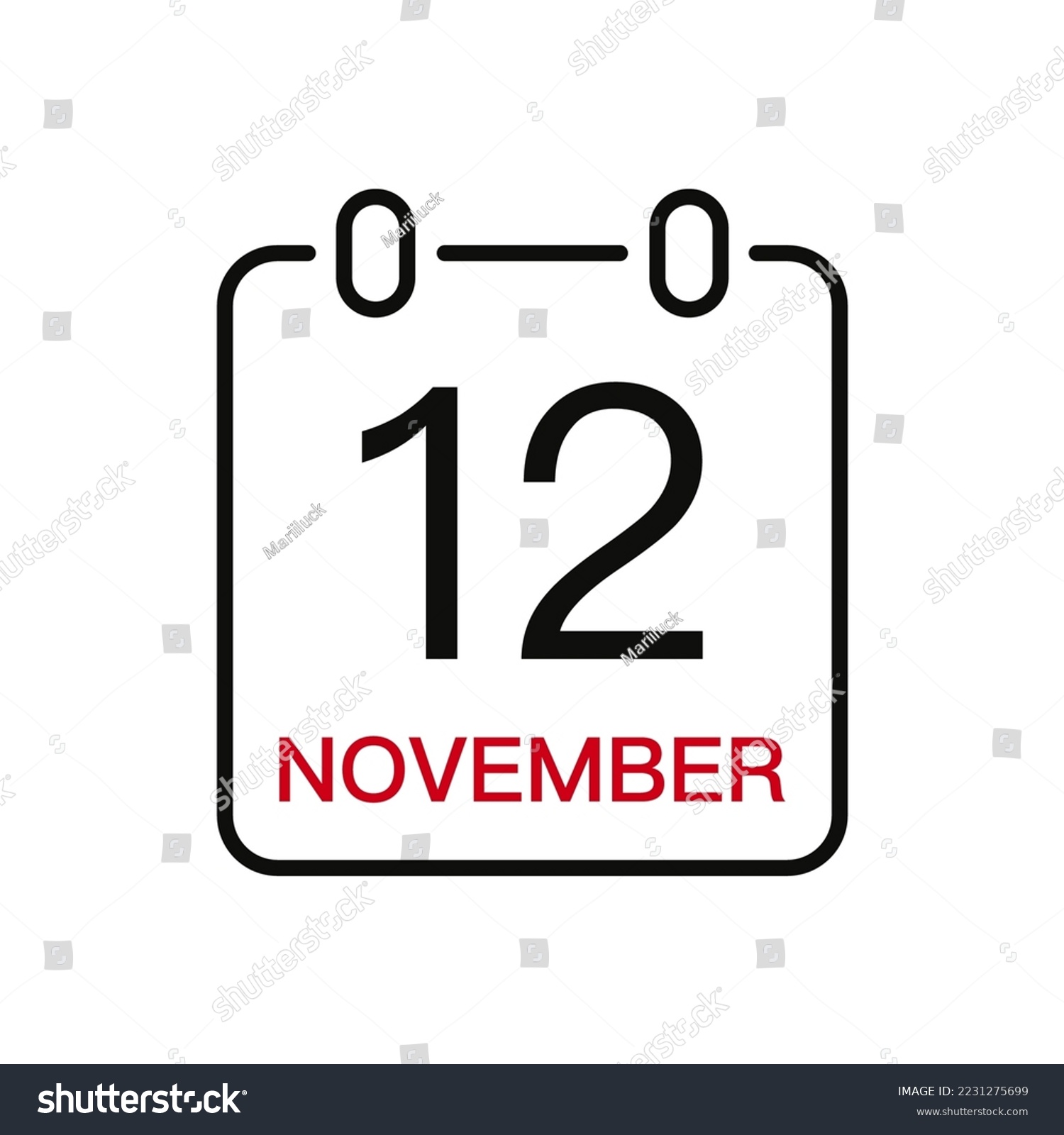 november-12-date-on-calendar-vector-stock-vector-royalty-free