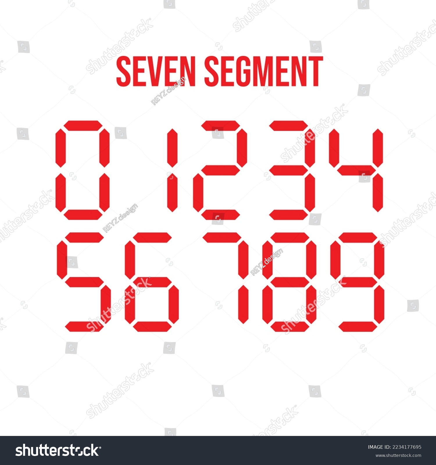 Seven Segment Digital Number Vector Design Stock Vector (Royalty Free ...