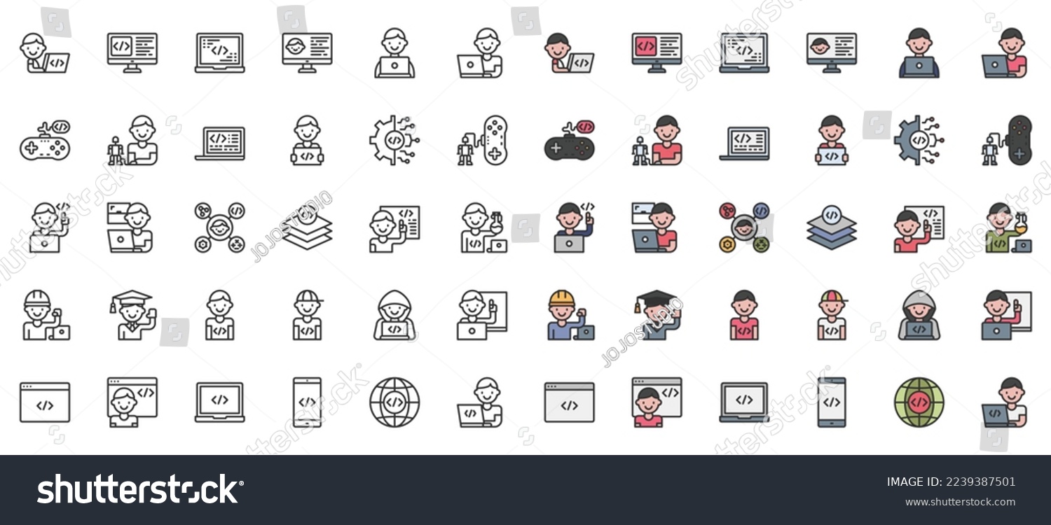 Kids Coding Icon Vector Computerprogramming Development Stock Vector ...