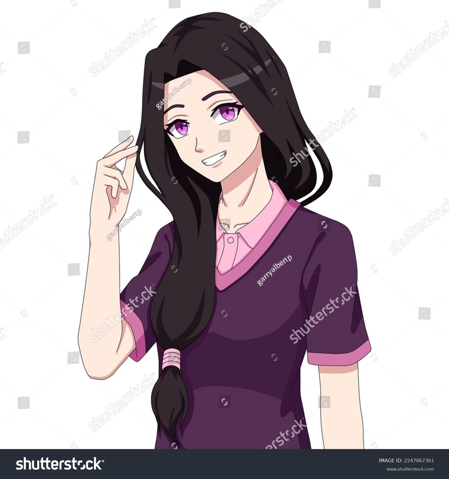 Female Girl Anime Art Style Drawing Stock Vector (Royalty Free ...
