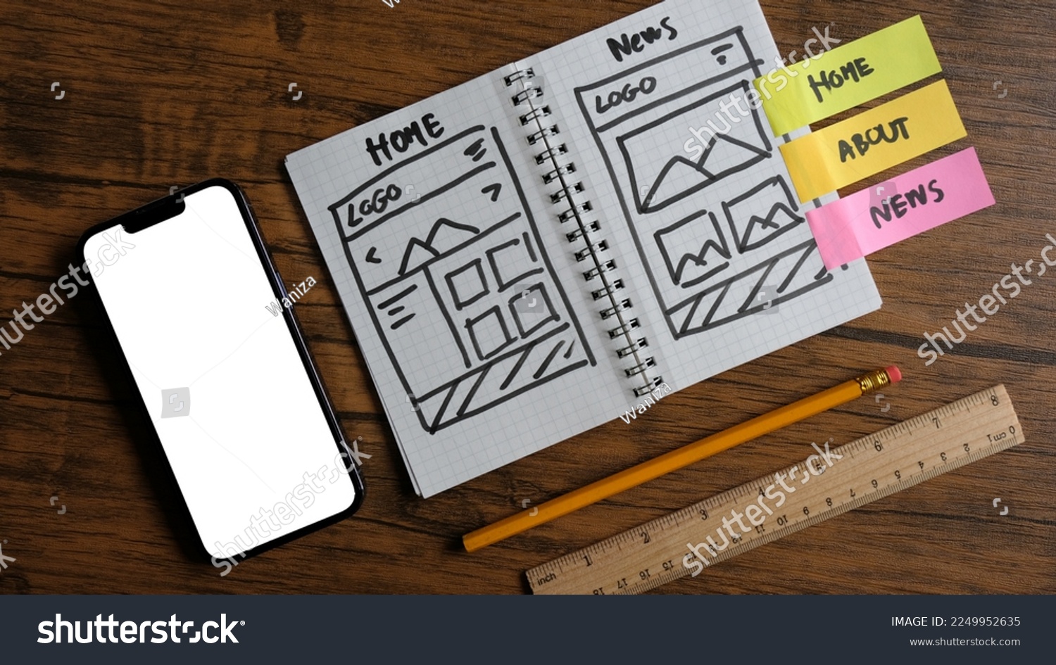 Draft Sketch Drawing Template Layout Framework Stock Photo 2249952635