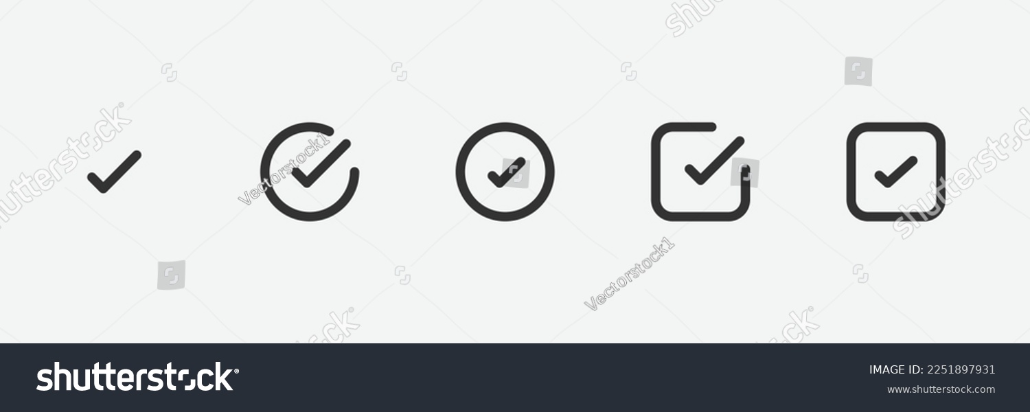 Set Check Mark Icon Black Check Stock Vector (Royalty Free) 2251897931 ...