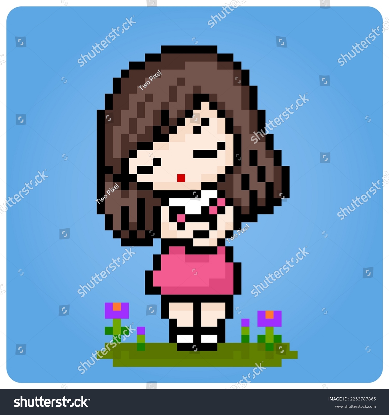 8 Bit Pixel Girl Character Women Stock Vector (Royalty Free) 2253787865