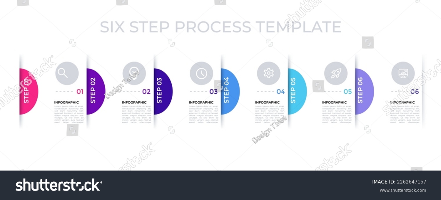Six Step Process Flow Chart Six Stock Vector (Royalty Free) 2262647157 ...