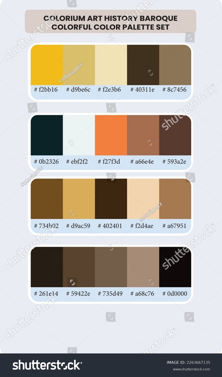 Baroque Color Palette Set Prepared Reference Stock Vector (Royalty Free