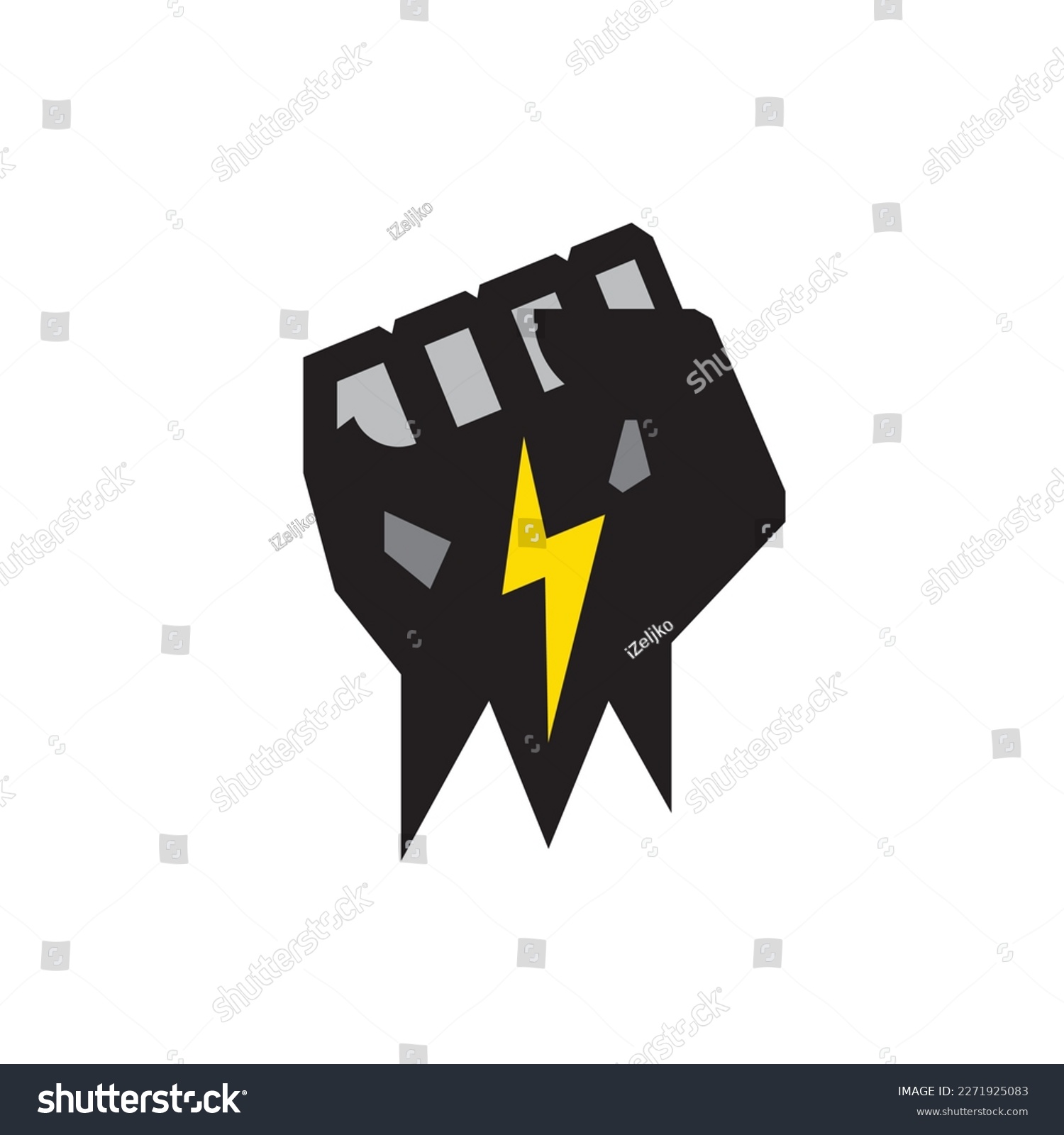 Thunder Fist Design Fist Lightning Power Stock Vector (Royalty Free
