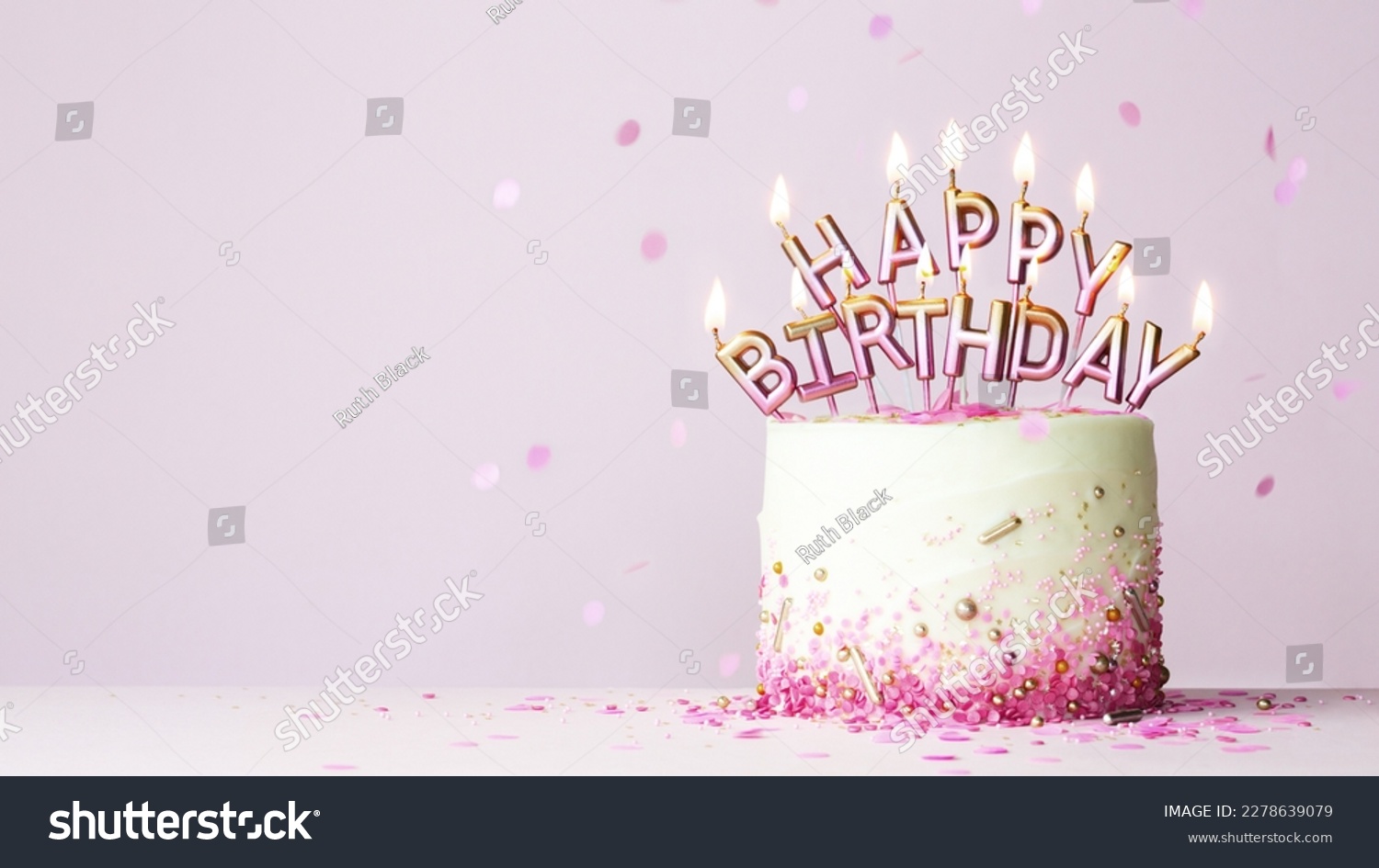 Celebration Birthday Cake Pink Gold Birthday Stock Photo 2278639079
