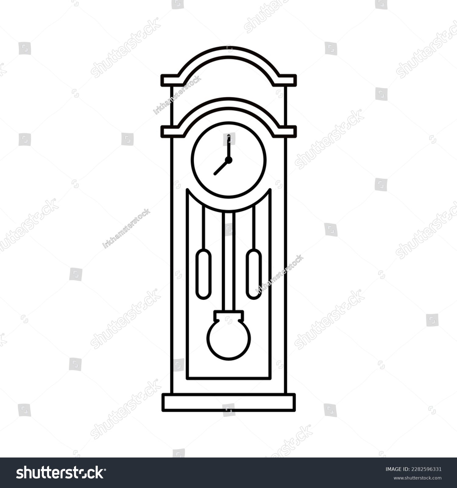 Antique Wall Clock Outline Style Showing Stock Vector (Royalty Free