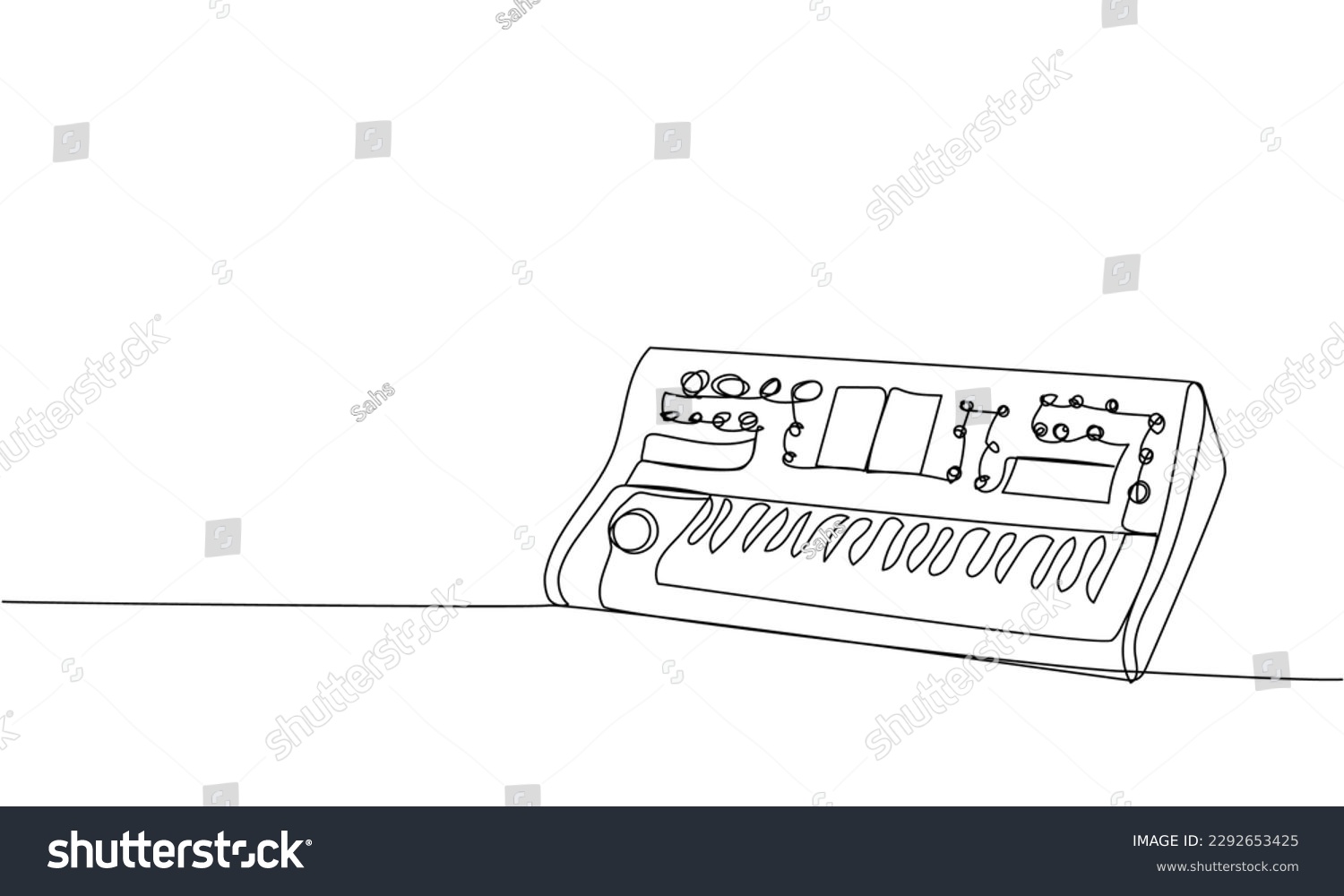 Synthesizer Keyboard One Line Art Continuous Stock Vector (Royalty Free