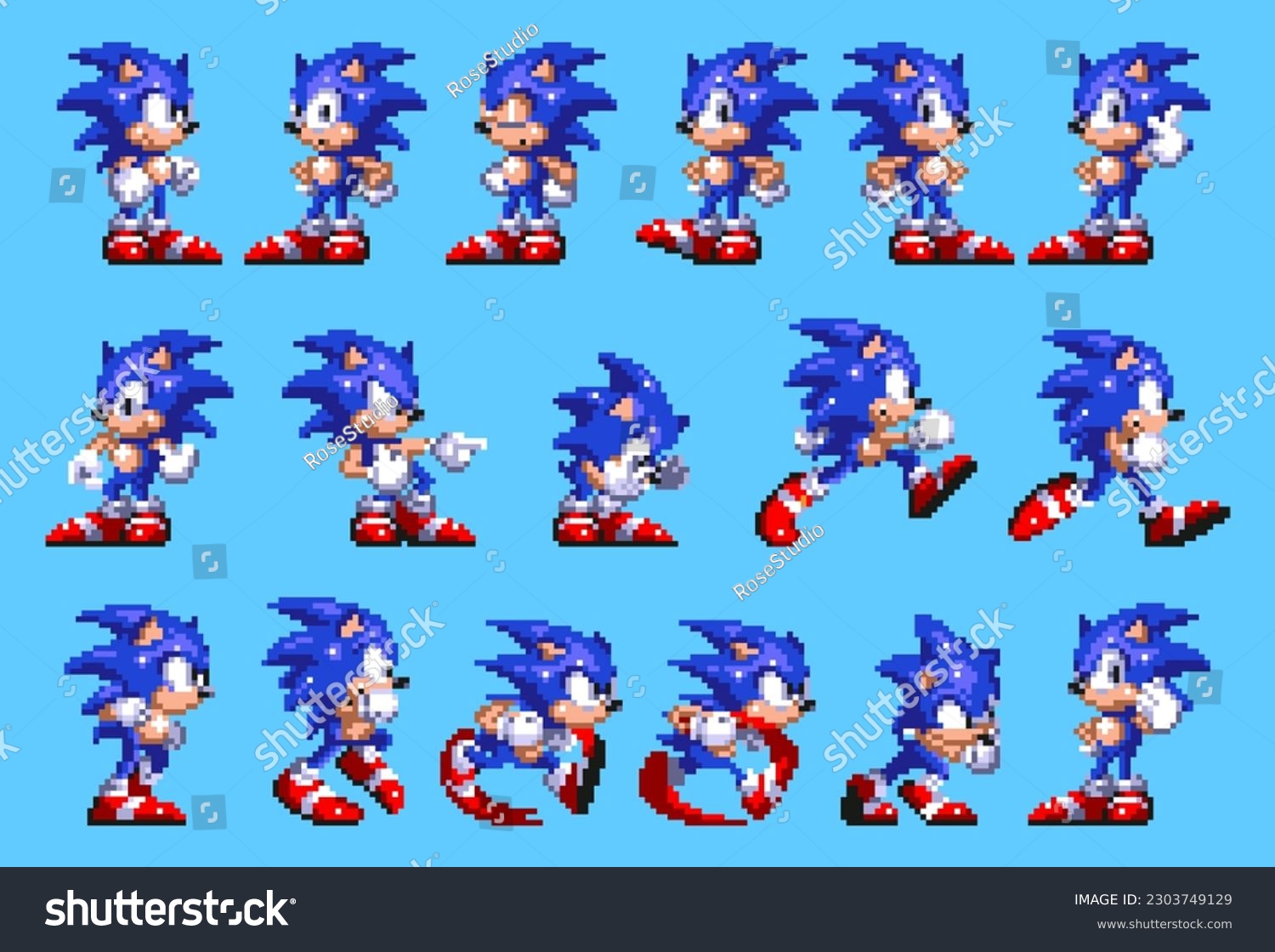 Set 1 Sonic Moves Art Sonic Stock Vector (Royalty Free) 2303749129