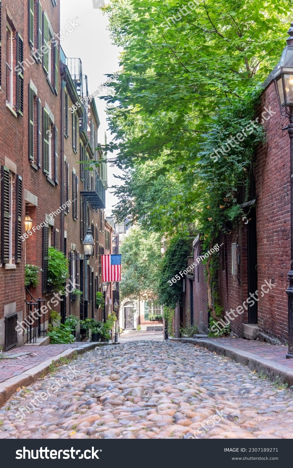 Beautiful houses in Beacon Hill, Boston, Massachusetts Stock Photo