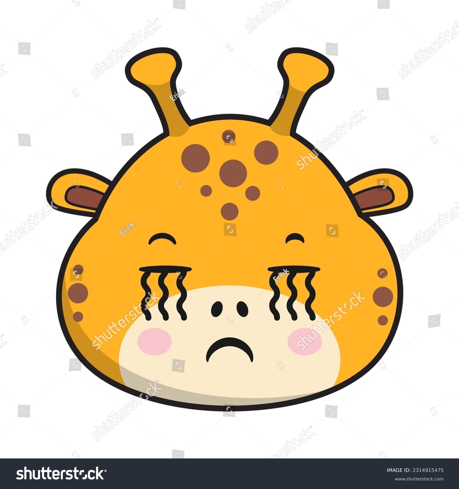 Giraffe Crying Face Sticker Emoticon Head Stock Vector (Royalty Free)  2314915475 | Shutterstock