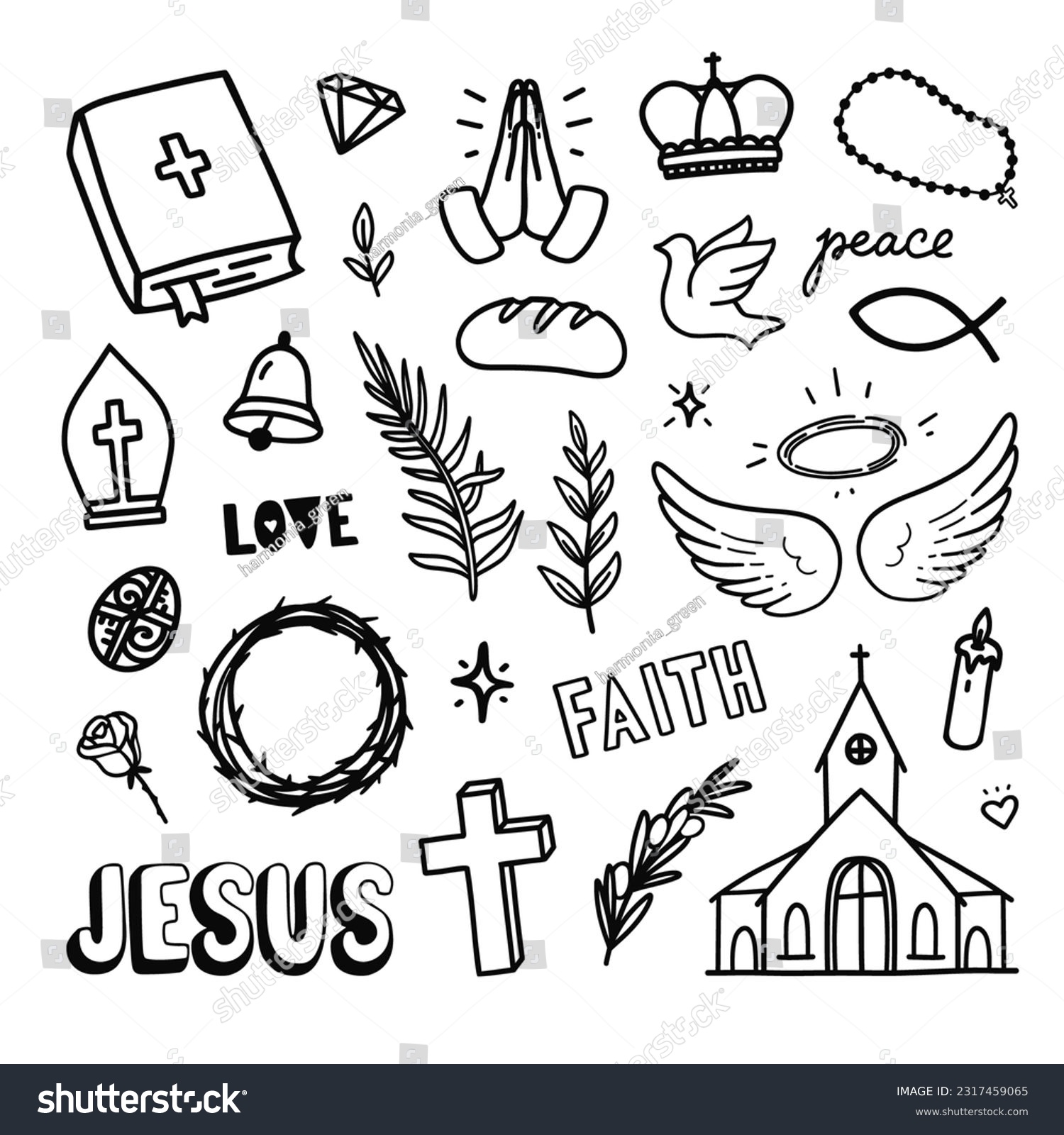 Doodles Cristianos Ilustraciones Hechas A Mano Vector De Stock libre