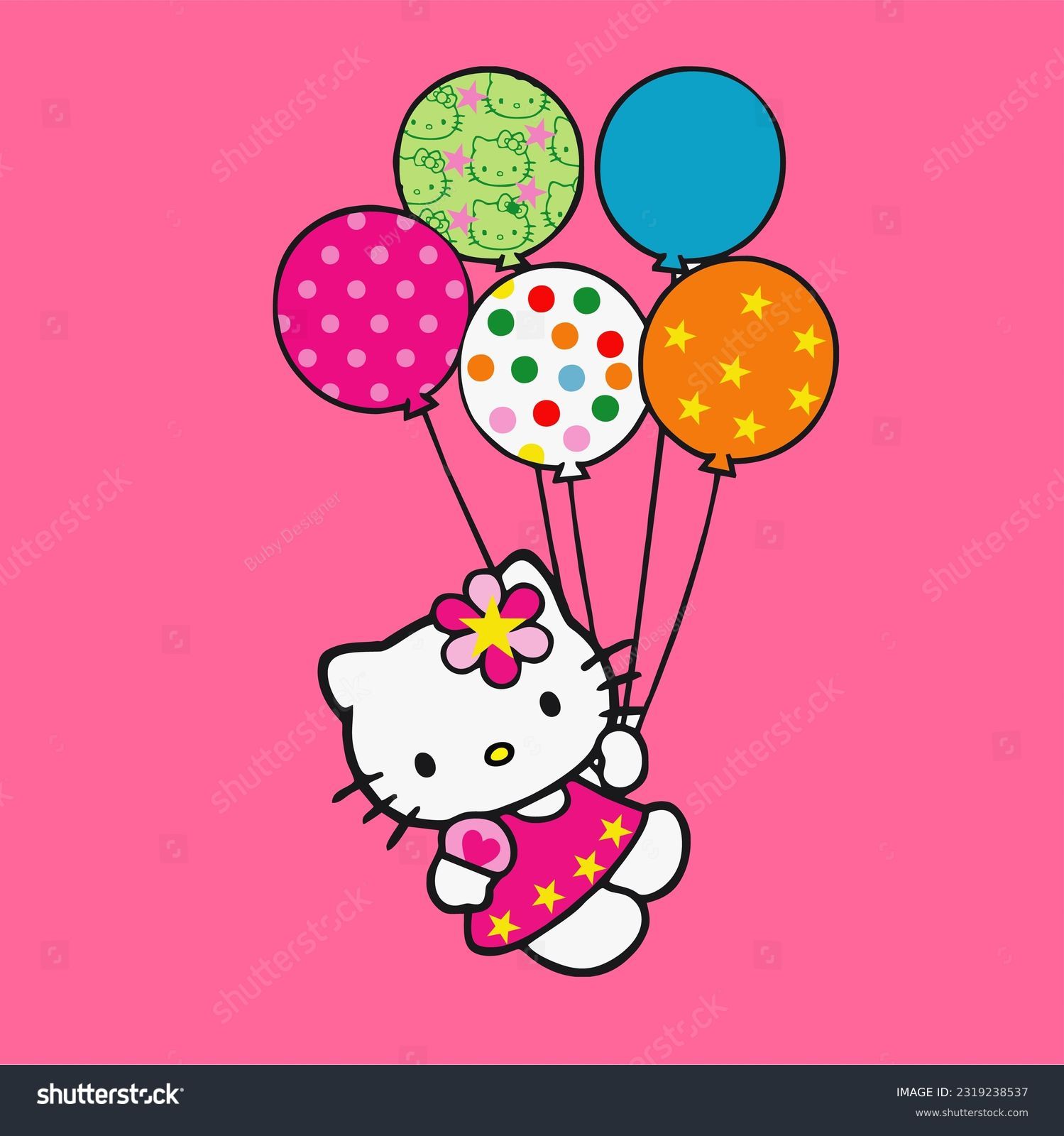 editorial design of vector illustration of the character of hello kitty or cute white cat Editorial Stock Vector