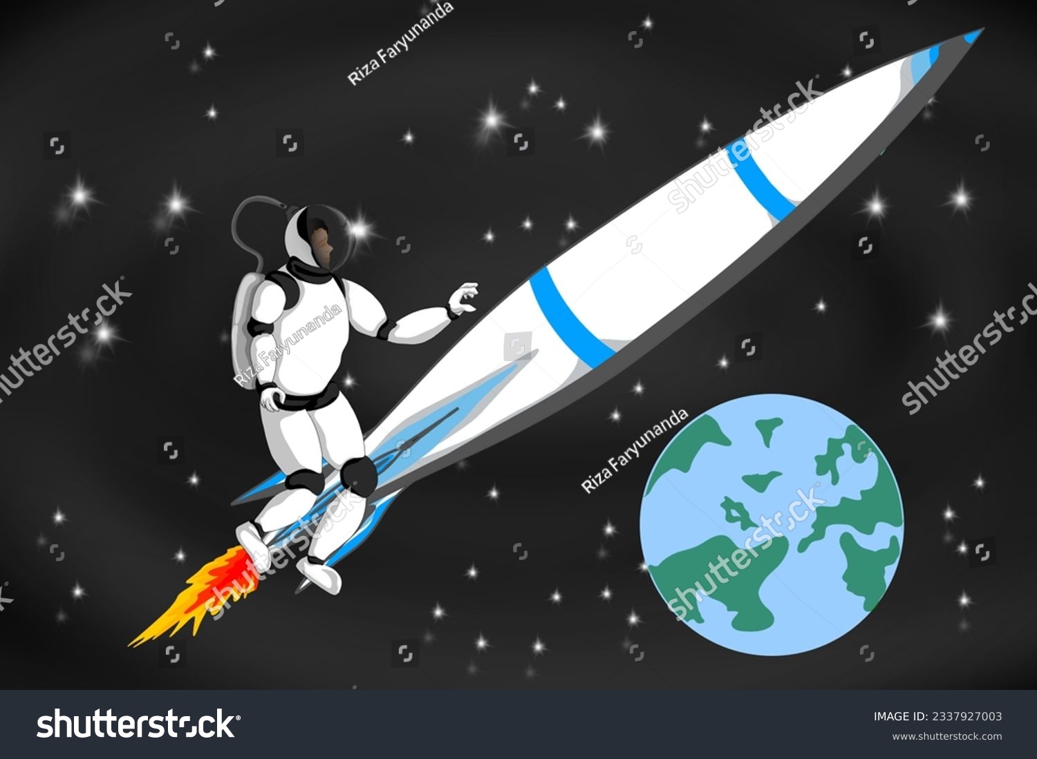 Astronauts Floating Space Space Shuttle Background Stock Vector ...