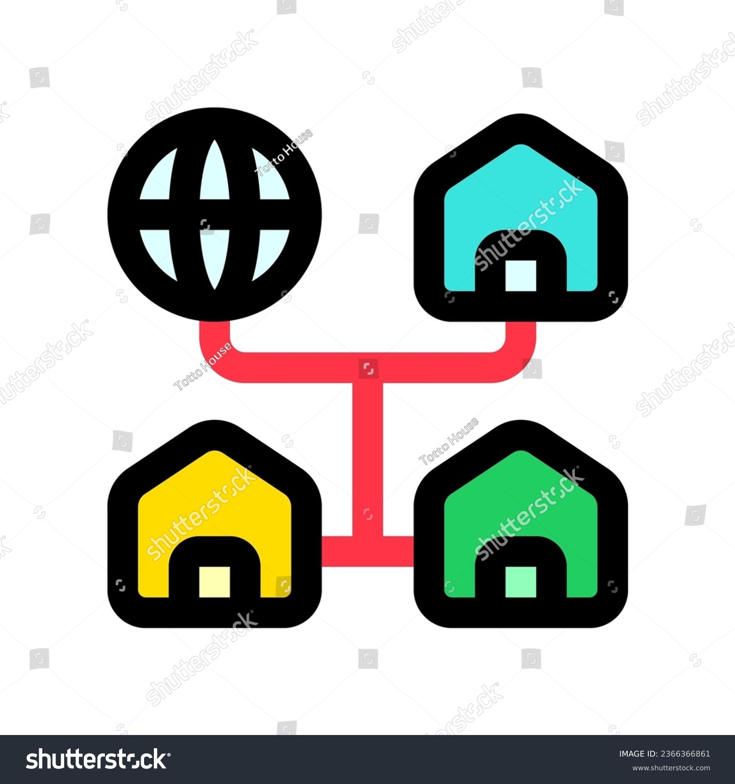 Editable Local Home Network Lan Connection Stock Vector (Royalty Free