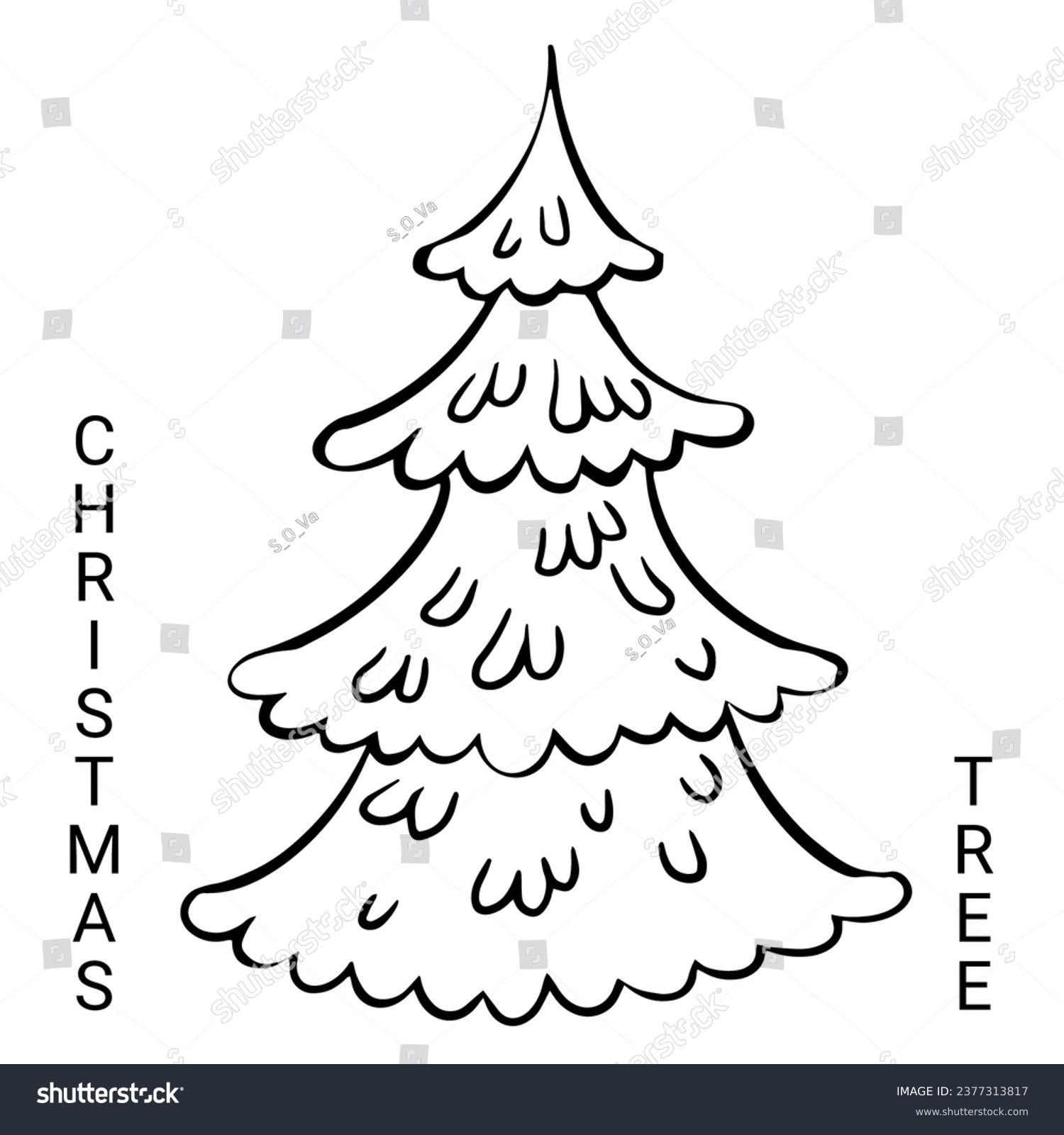 Christmas Tree Outline Vector Illustration Cartoon Stock Vector ...