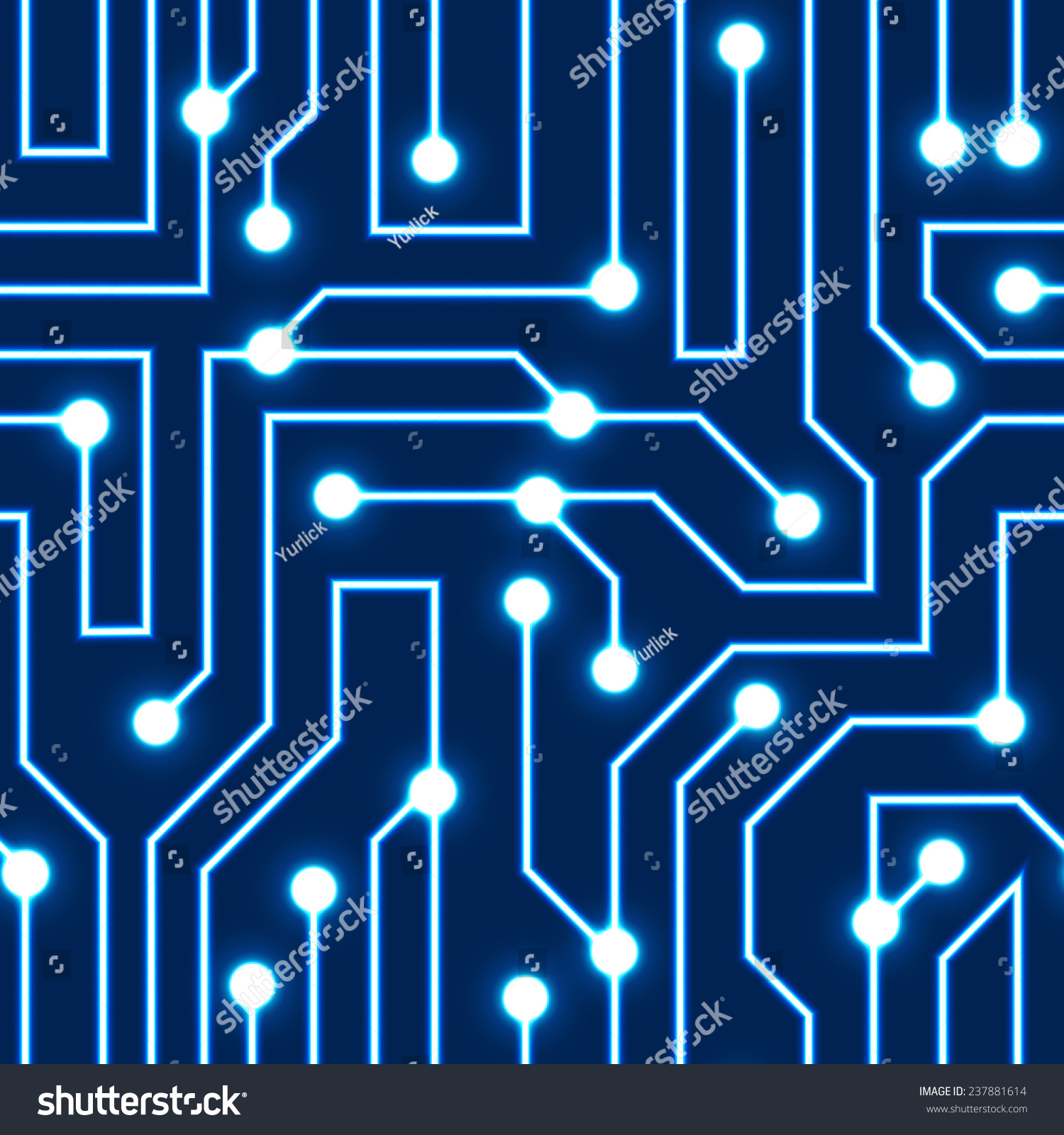 Blue Circuit Board Seamless Pattern Glowing Stock Illustration ...