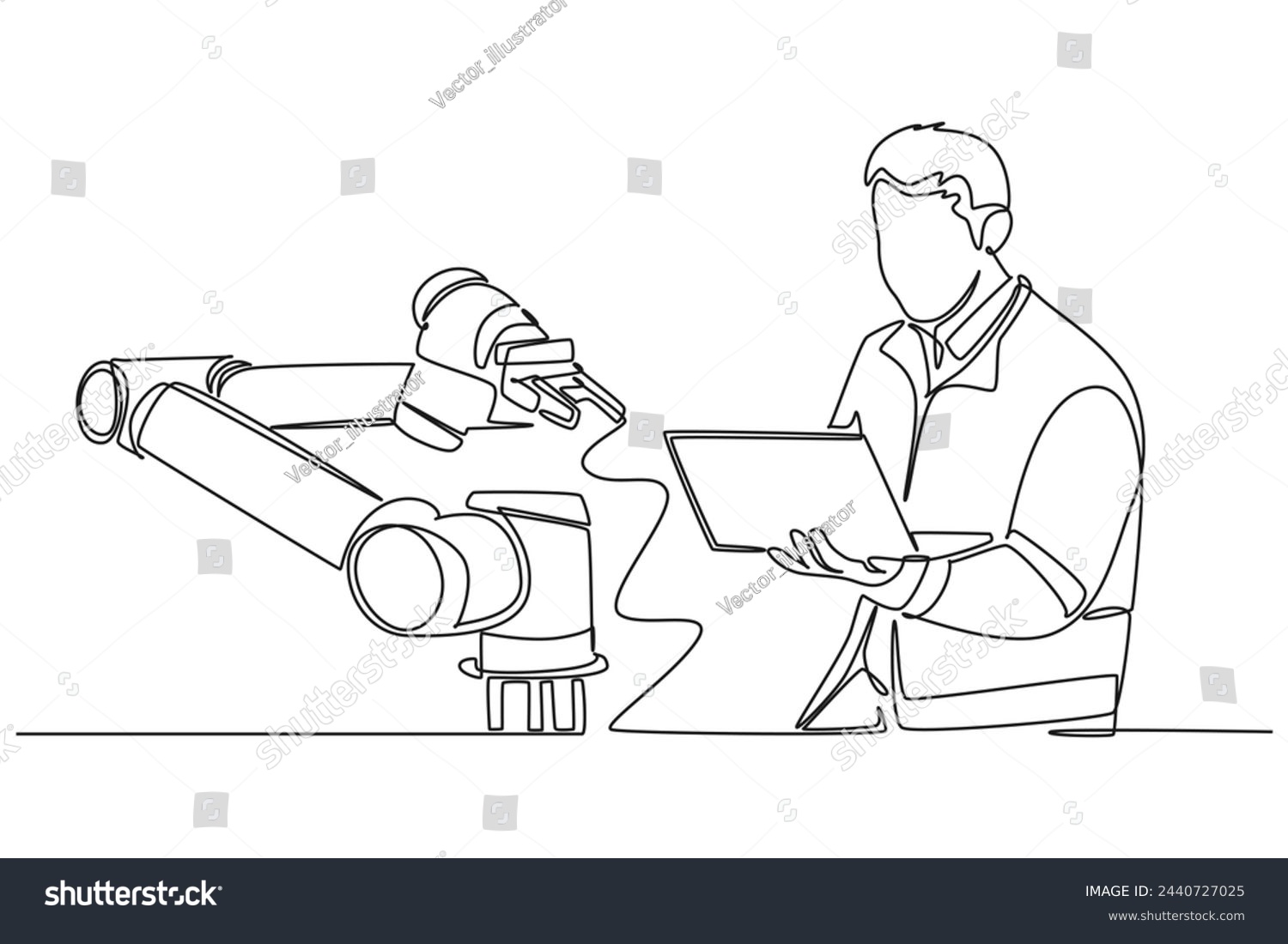 Simple Continuous Line Drawing Engineer Programming Stock Vector ...